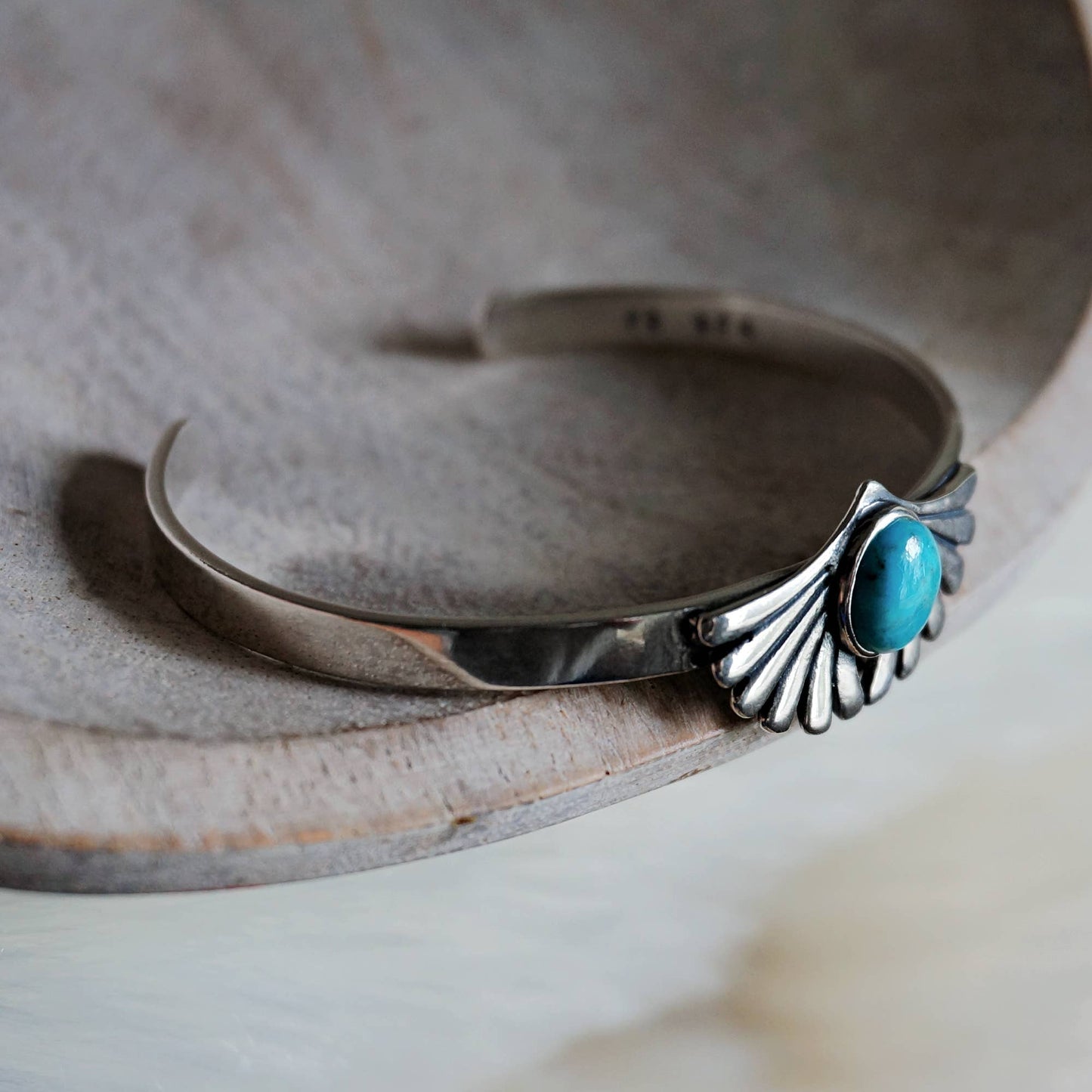 Turquoise Blessing Cuff Bracelet - Authentic Sterling Silver & Native American Heritage Gift - Silver Elegant