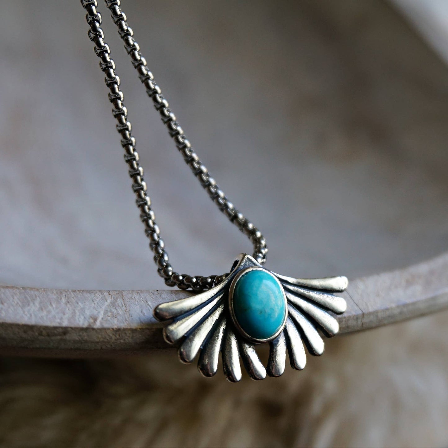 Turquoise Prayer Necklace with Genuine Sterling Silver, Gift-Ready Boxed Jewelry - Silver Elegant