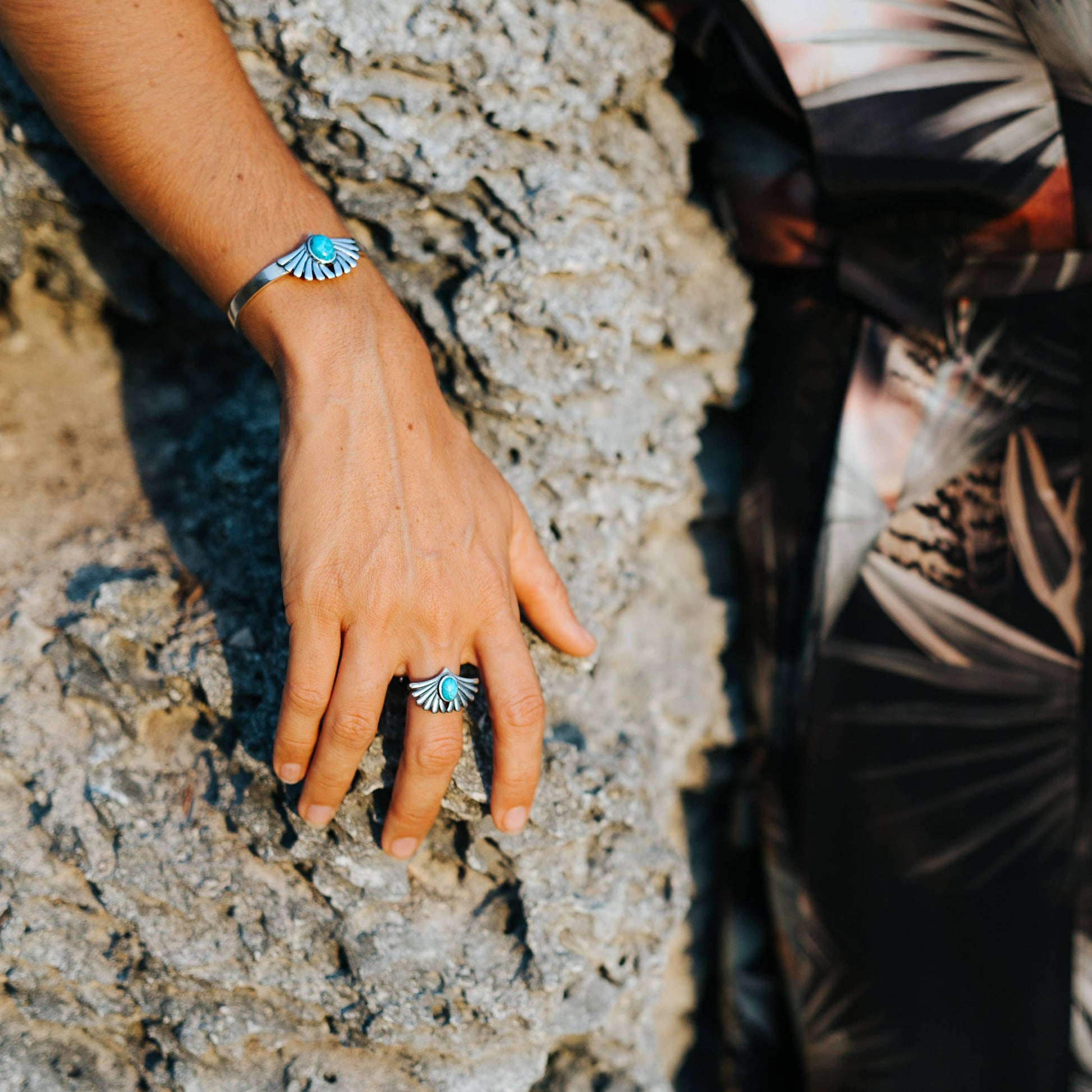 Turquoise Blessing Cuff Bracelet - Authentic Sterling Silver & Native American Heritage Gift - Silver Elegant