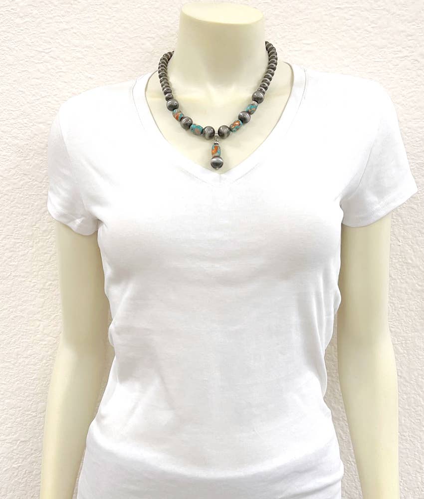 Handmade Navajo Style Multicolor Gemstone Necklace 16 To 21 Inches Adjustable Pendant