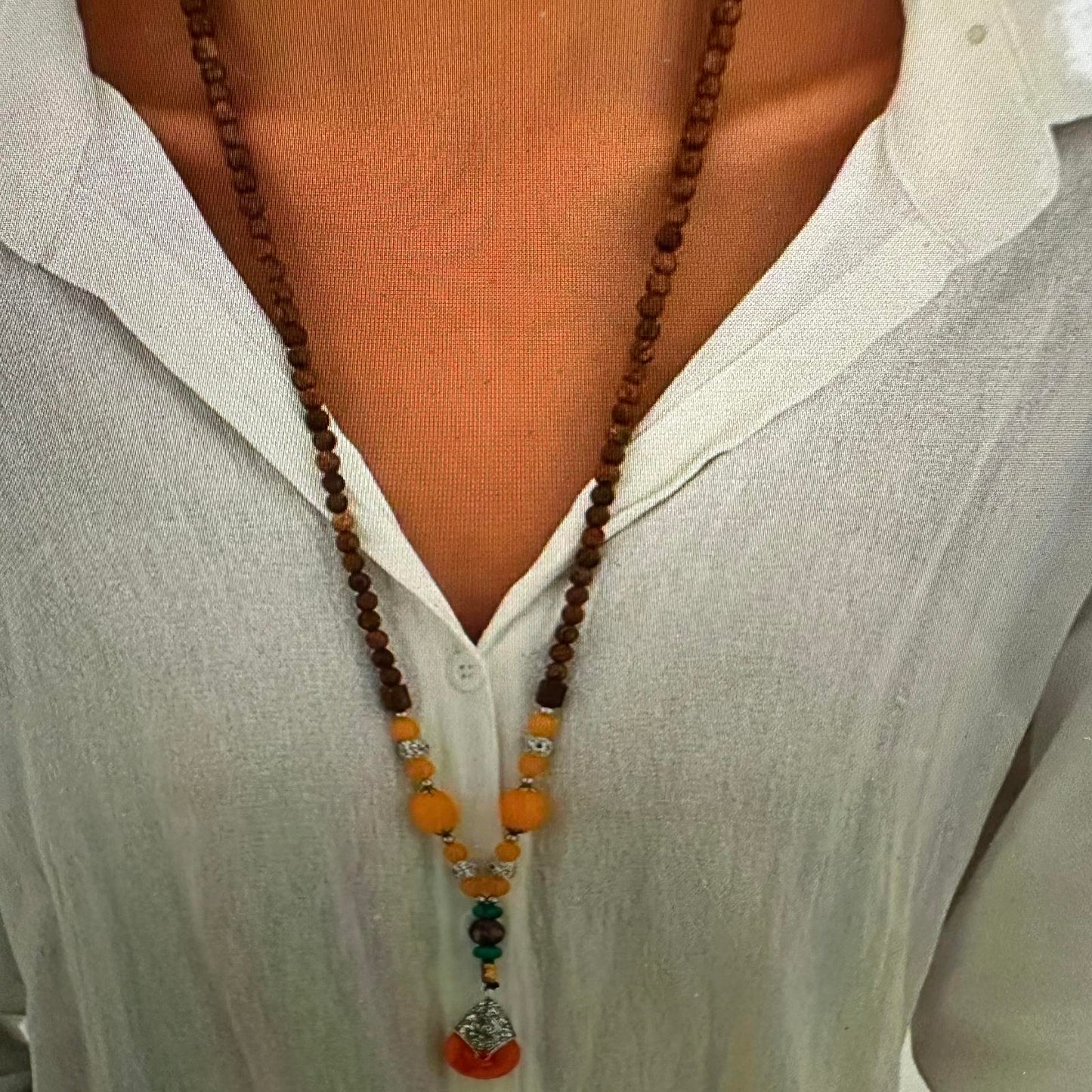 Handcrafted Bohemian Beaded Necklace with Unique Pendant, Gift Box