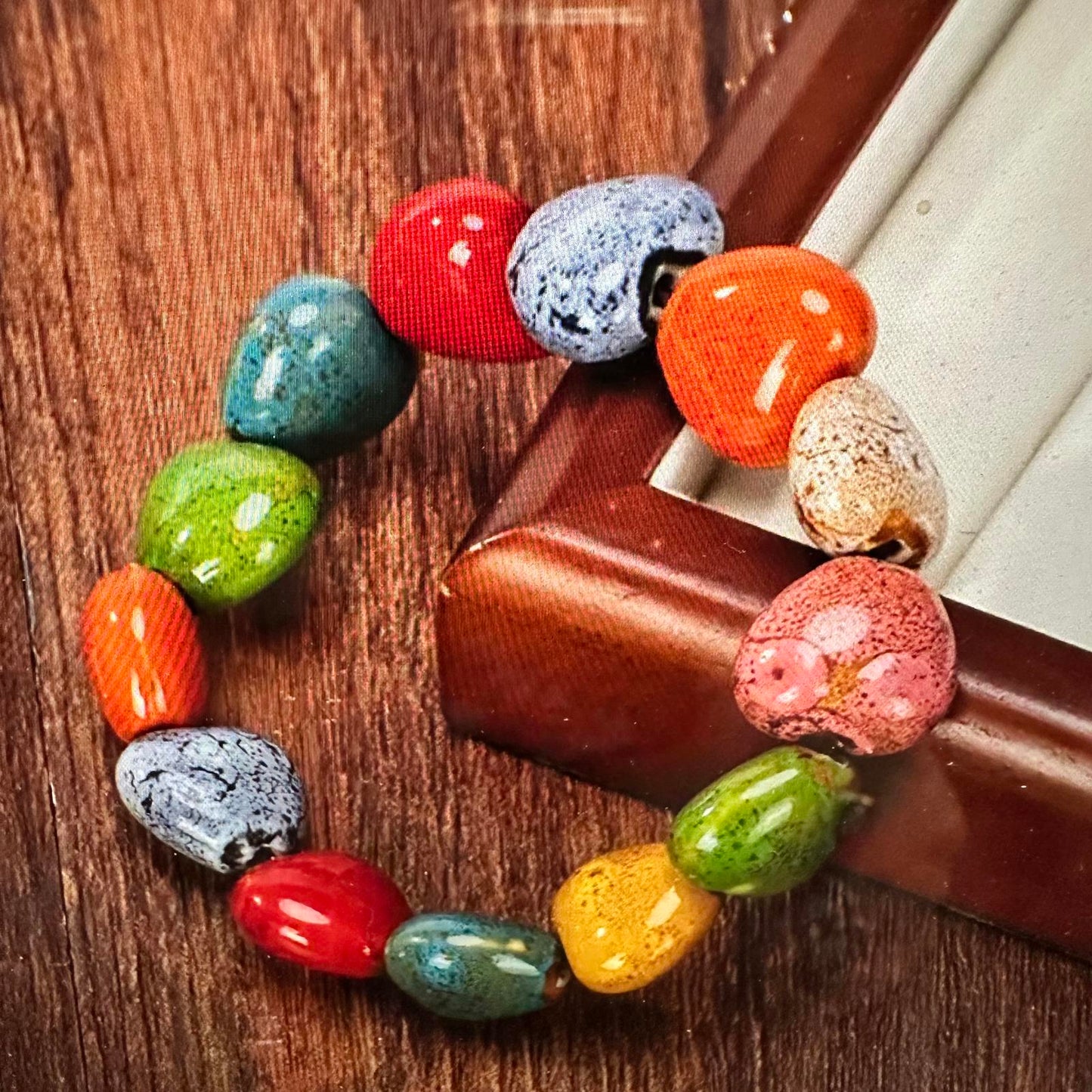 Vibrant Handmade Bohemian Beaded Necklace and Bracelet Set Gift Box