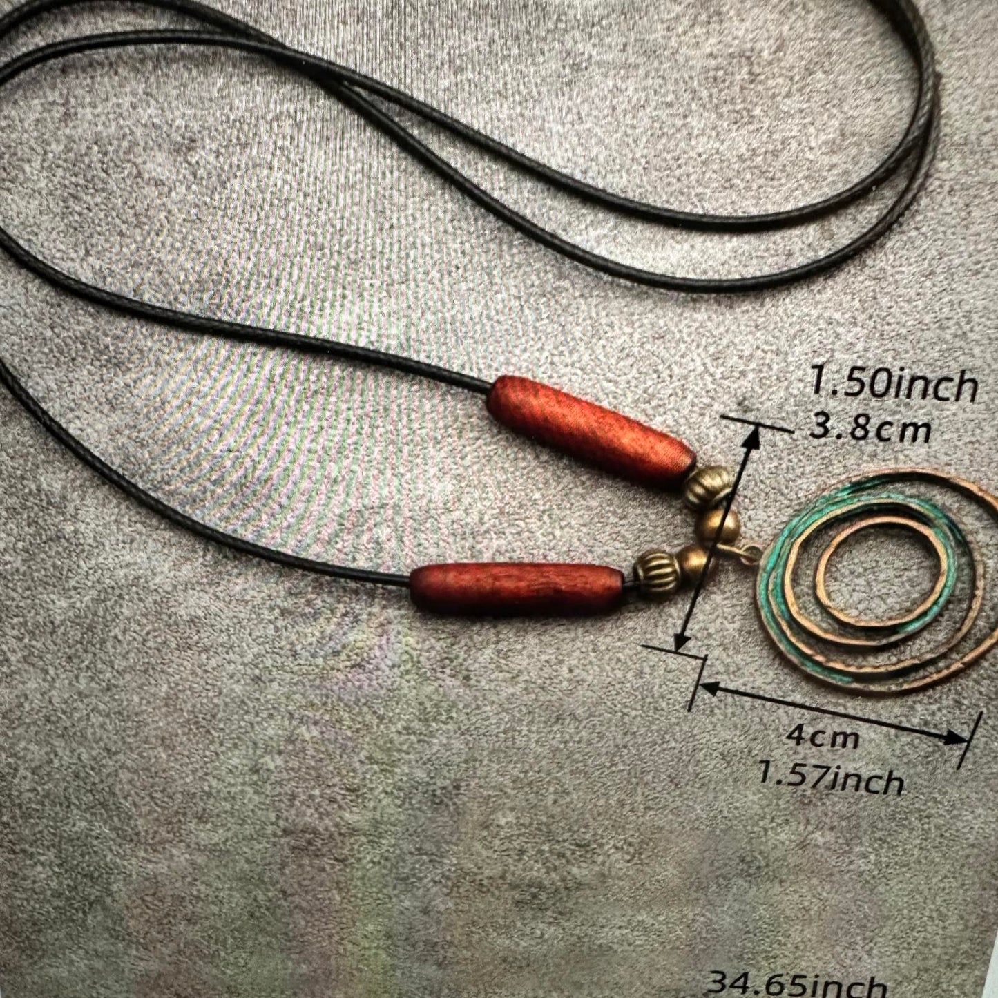Bohemian Spiral Pendant Necklace with Wooden Beads Gift Box