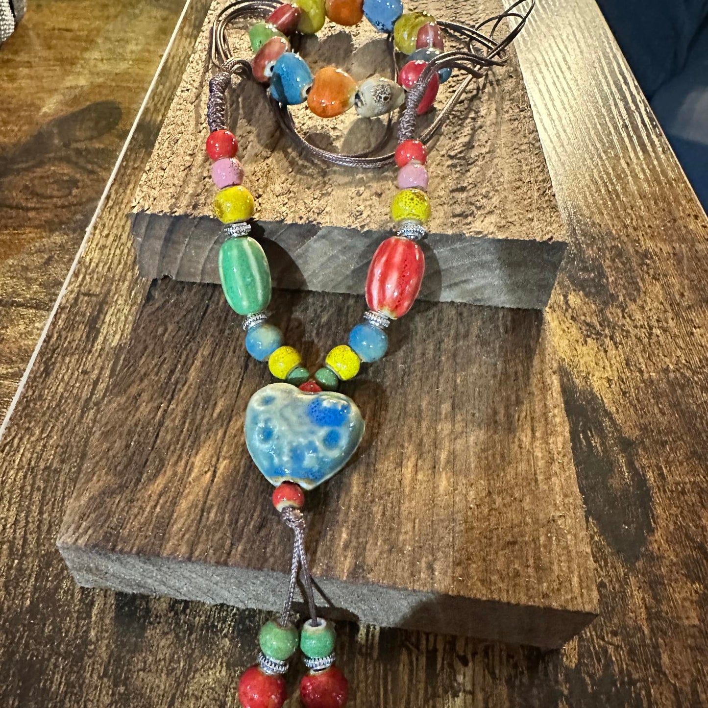 Vibrant Handmade Bohemian Beaded Necklace and Bracelet Set Gift Box