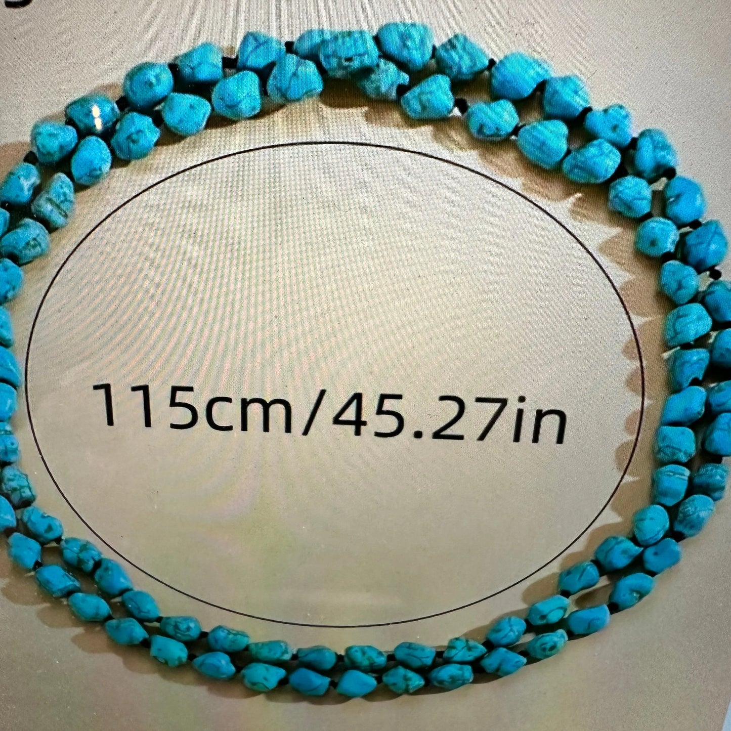 Handcrafted Boho Turquoise Stone Beaded Necklace, Double Wrap Long Cowgirl Necklace,Gift Box - Silver Elegant