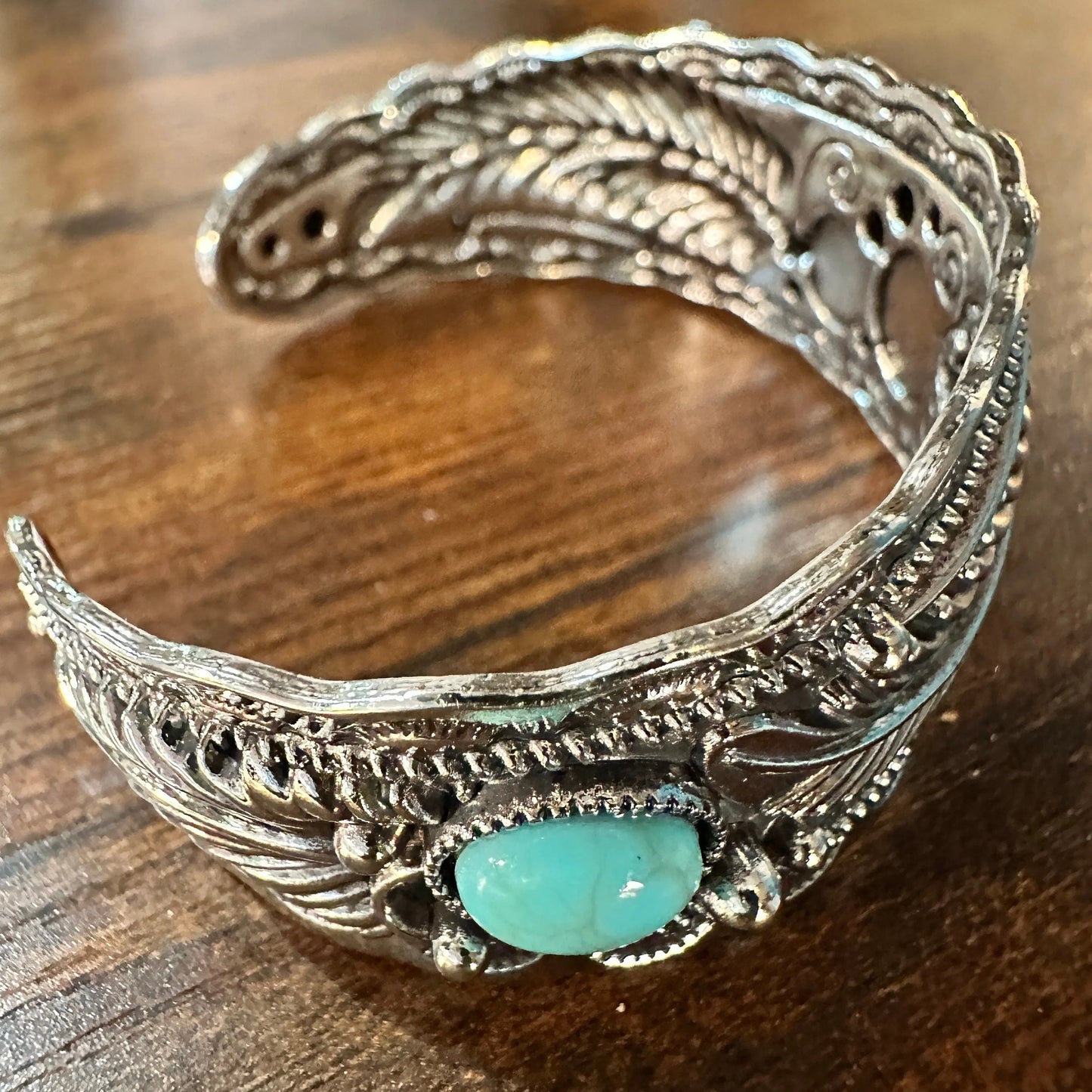 Handcrafted Boho Native American Turquoise Coral Stone Bracelet, Gift Box - Silver Elegant