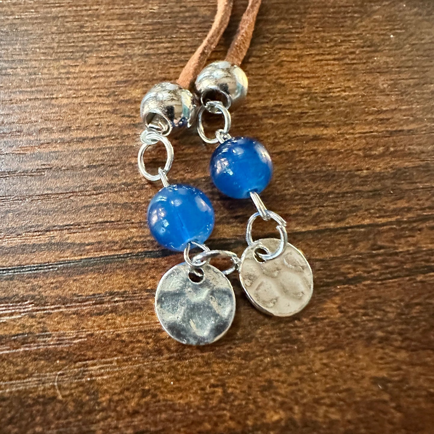 Boho Cowgirl Flower Necklace, Boho Brown Leather Cord Turquoise Stone Necklace, Gift Box - Silver Elegant
