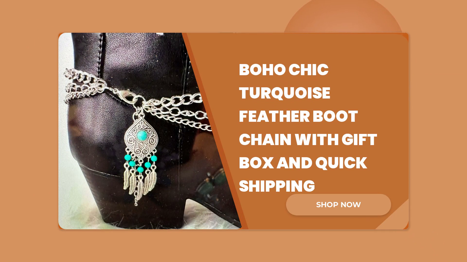 Boho Chic Turquoise Feather Boot Chain with Gift Box and Quick Shipping by@Outfy