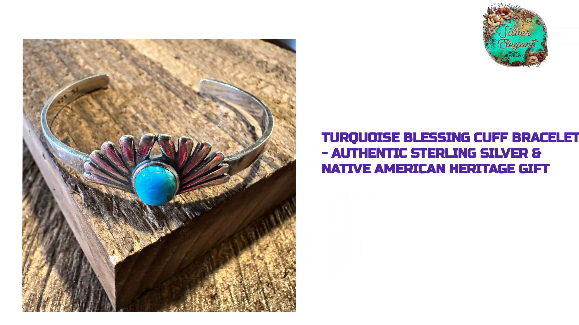 Turquoise Blessing Cuff Bracelet - Authentic Sterling Silver & Native American Heritage Gift by@Outfy