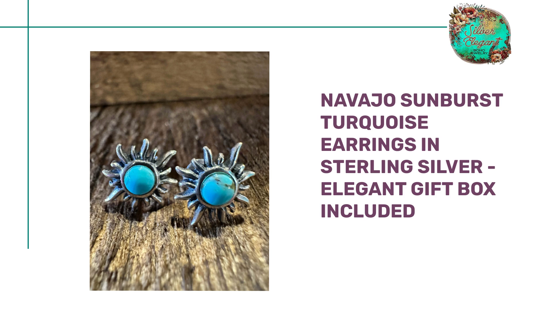 Navajo Sunburst Turquoise Earrings in Sterling Silver - Elegant Gift Box Included by@Outfy