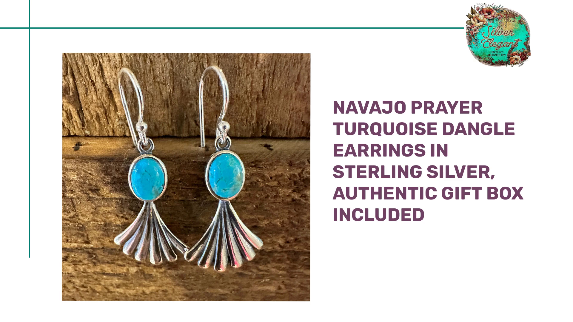 Navajo Prayer Turquoise Dangle Earrings in Sterling Silver, Authentic Gift Box Included by@Outfy