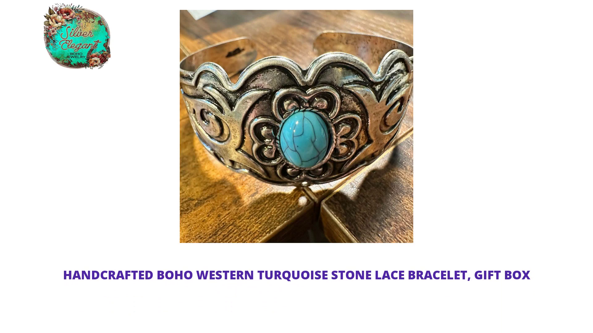 Handcrafted Boho Western Turquoise Stone Lace Bracelet, Gift Box by@Outfy