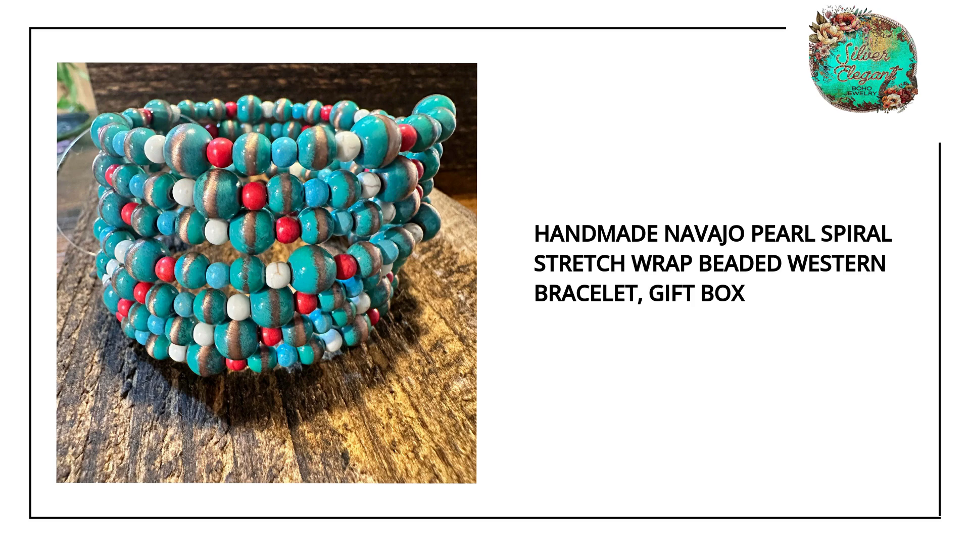 Handmade Navajo Pearl Spiral Stretch Wrap Beaded Western Bracelet, Gift Box by@Outfy