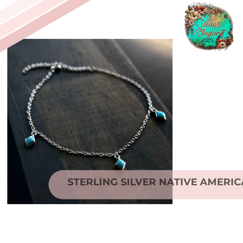 Sterling Silver Native American Turquoise Anklet - Adjustable & Gift-Ready by@Outfy