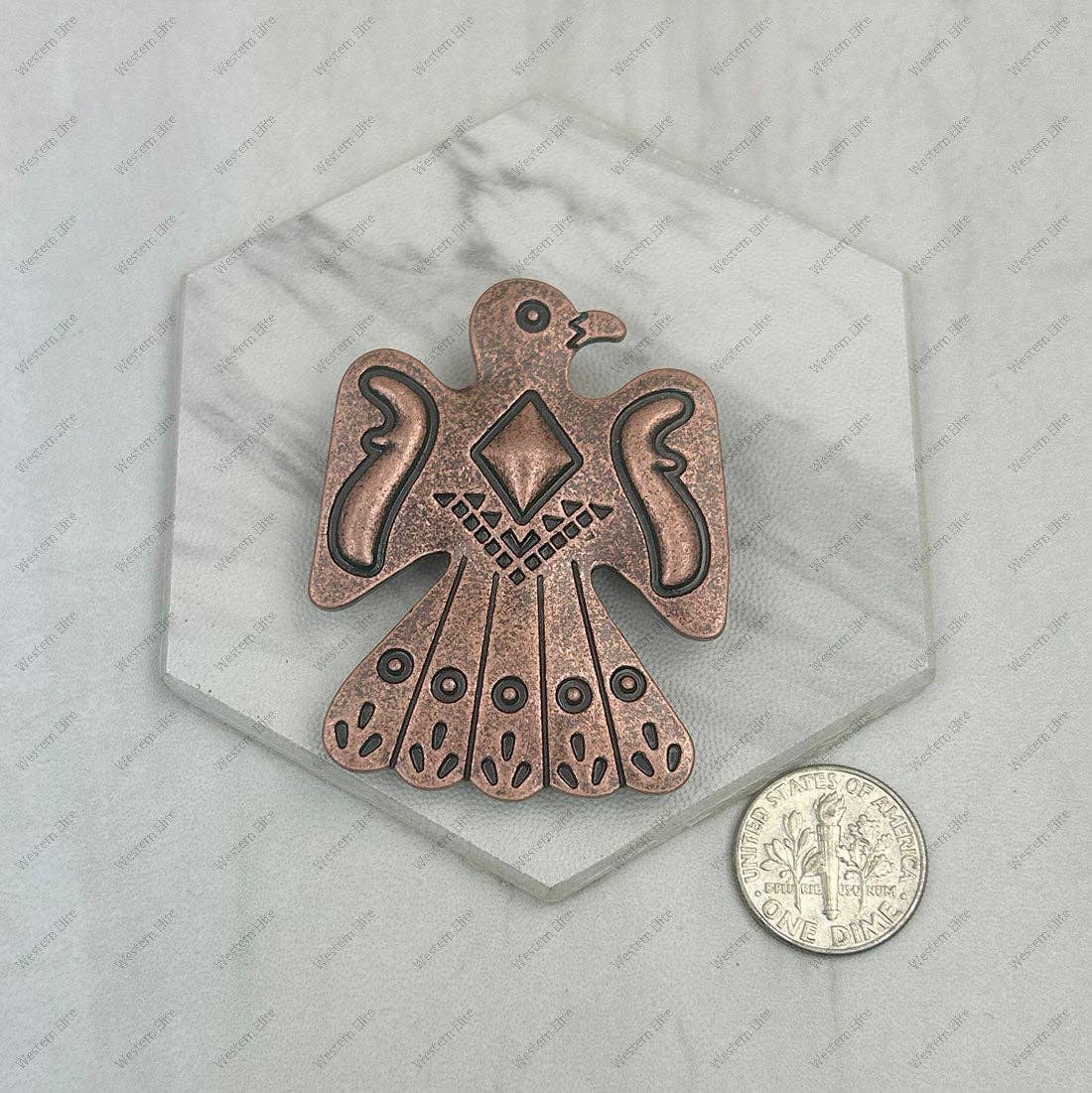 Navajo Style Copper Thunderbird Pendant Or Belt Slide, 2 Inch