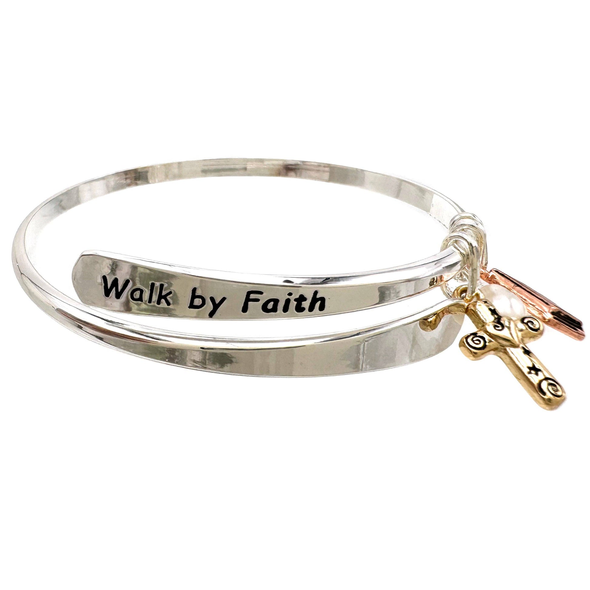 Faithful Journey Bangle Bracelet - Silver Elegant