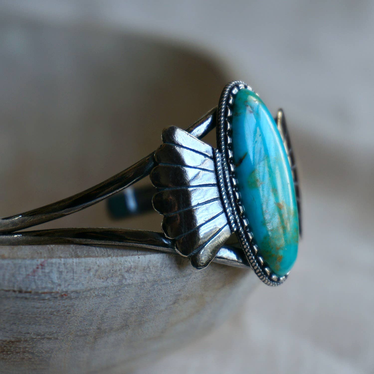 Native American Turquoise Winged Abedabun Sterling Silver Cuff Bracelet in Gift Box - Silver Elegant