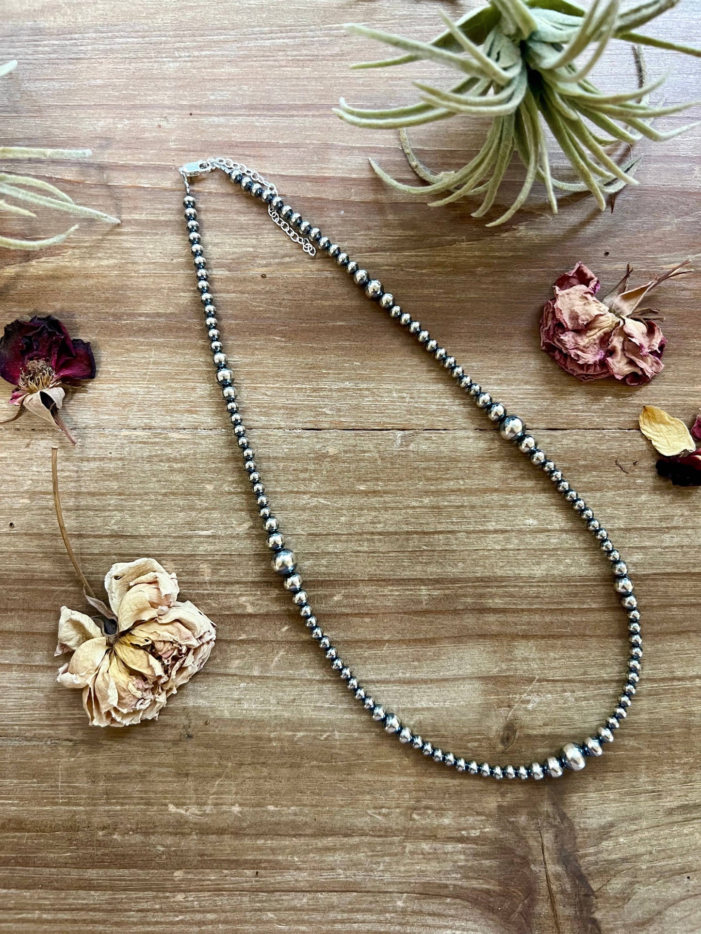 Sterling Silver Pearl Necklace with 3 Inch Chain Handcrafted Western Chic Jewelry