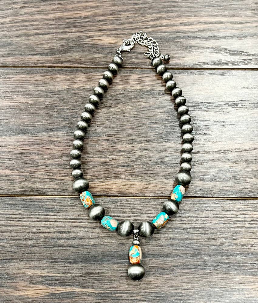 Handmade Navajo Style Multicolor Gemstone Necklace 16 To 21 Inches Adjustable Pendant