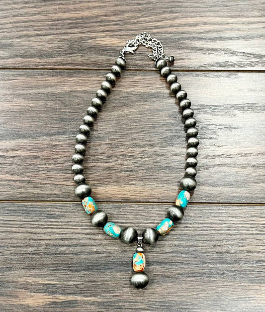 Handmade Navajo Style Multicolor Gemstone Necklace 16 To 21 Inches Adjustable Pendant