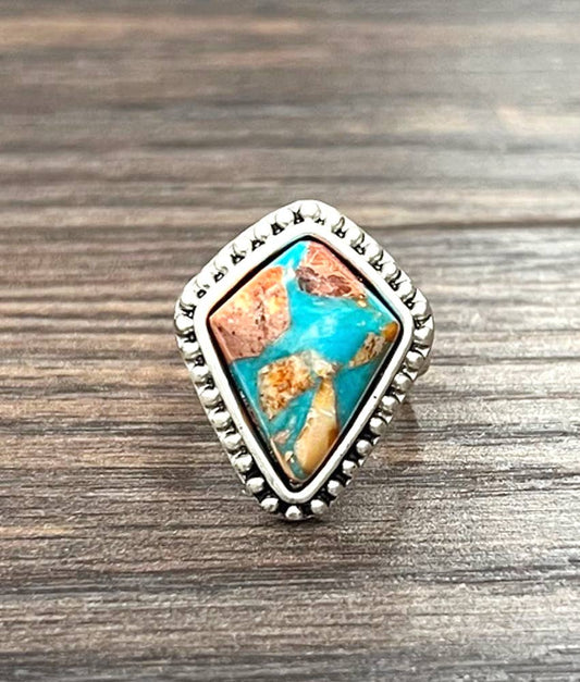 Navajo Arrowhead Gemstone Adjustable Statement Cuff Ring for Unique Style