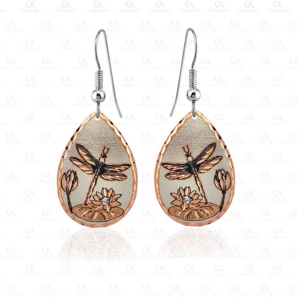 Handcrafted Boho Dragonfly Earrings, Copper Teardrop Wire Earrings, Gift BoxHandcrafted Boho Dragonfly Earrings, Copper Teardrop Wire Earrings, Gift Box - Premium Boho Drop Earring from COPPER ARTS INC. - Just $25! Shop now at Silver Elegant