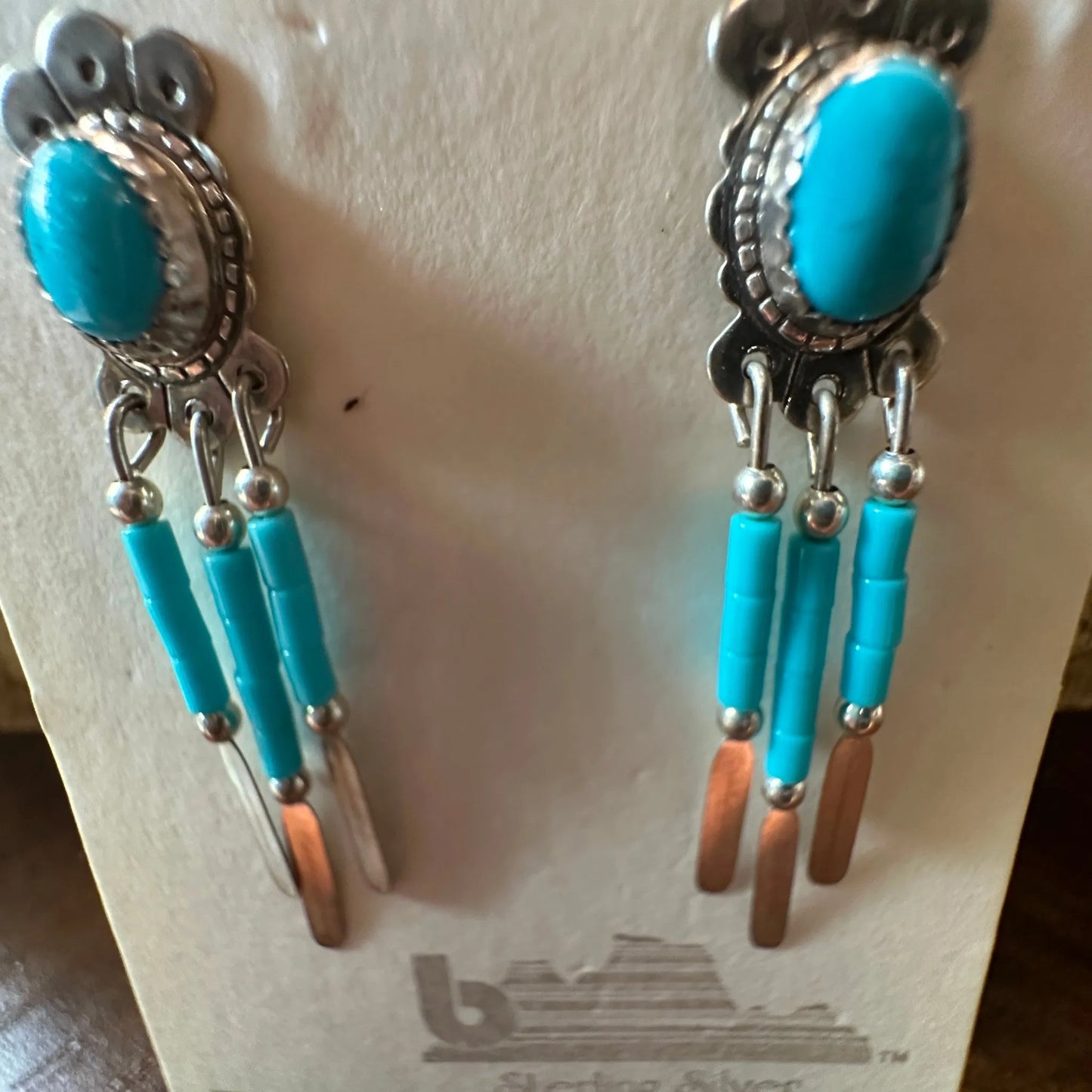 Native American Navajo Genuine Sterling Silver & Turquoise Drop Earrings, Gift BoxNative American Navajo Genuine Sterling Silver & Turquoise Drop Earrings, Gift Box - Premium Drop Earring Stud from Silver Elegant - Just $29! Shop now at Silver Elegant