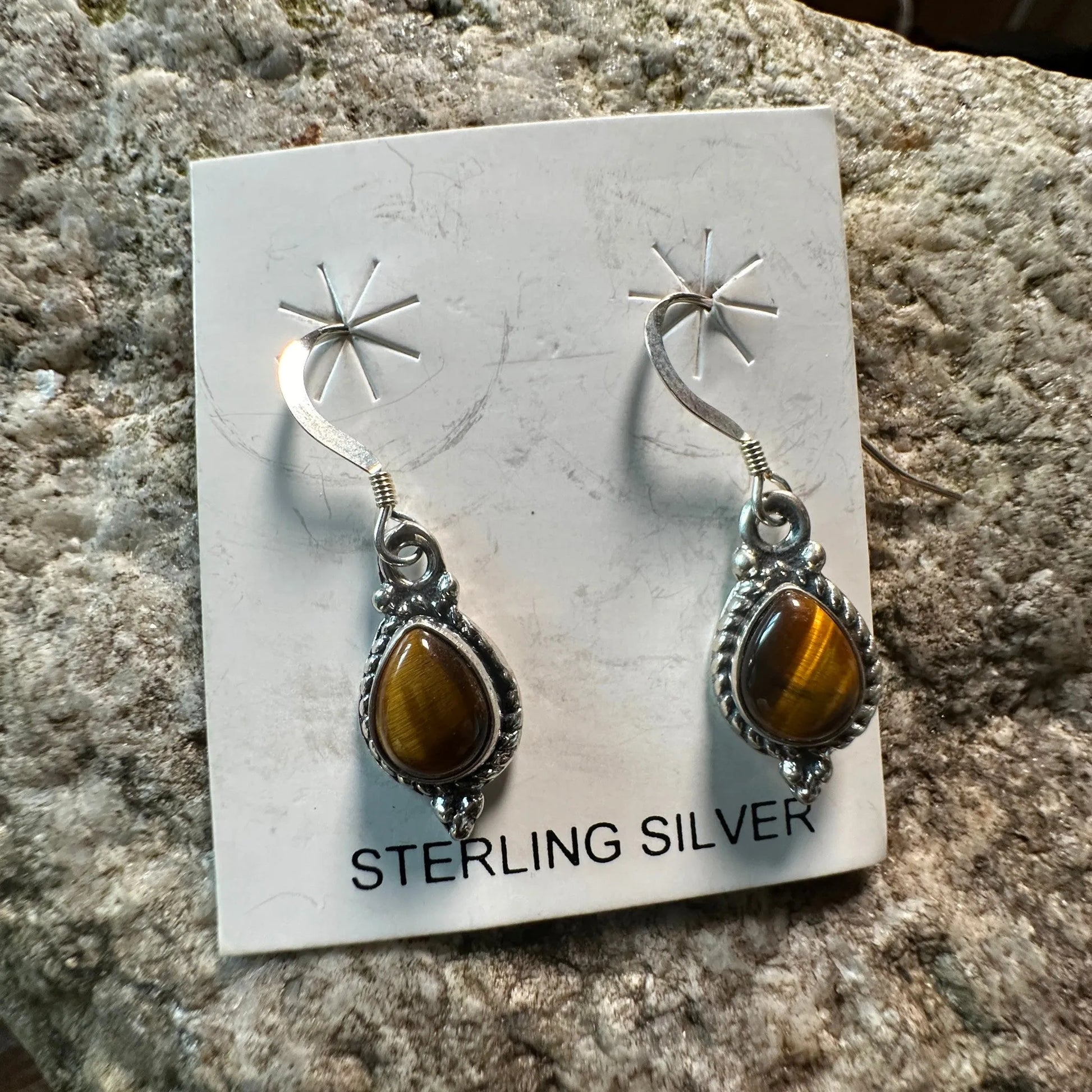 Native American Navajo Genuine Tiger Eye Drop Wire Earrings, Handmade, Gift BoxNative American Navajo Genuine Tiger Eye Drop Wire Earrings, Handmade, Gift Box - Premium BoHo earring studs from Silver Elegant - Just $21! Shop now at Silver Elegant