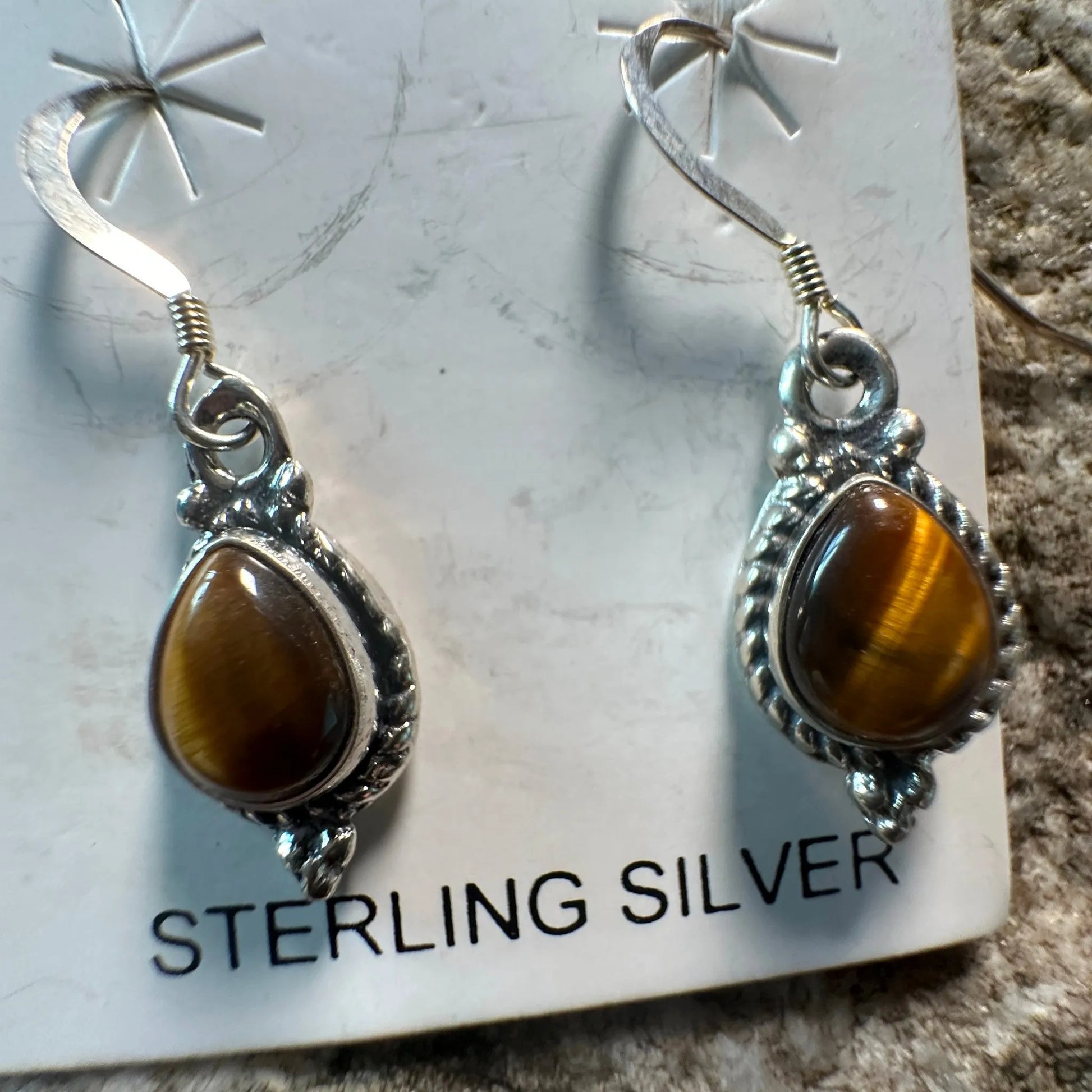 Native American Navajo Genuine Tiger Eye Drop Wire Earrings, Handmade, Gift BoxNative American Navajo Genuine Tiger Eye Drop Wire Earrings, Handmade, Gift Box - Premium BoHo earring studs from Silver Elegant - Just $21! Shop now at Silver Elegant