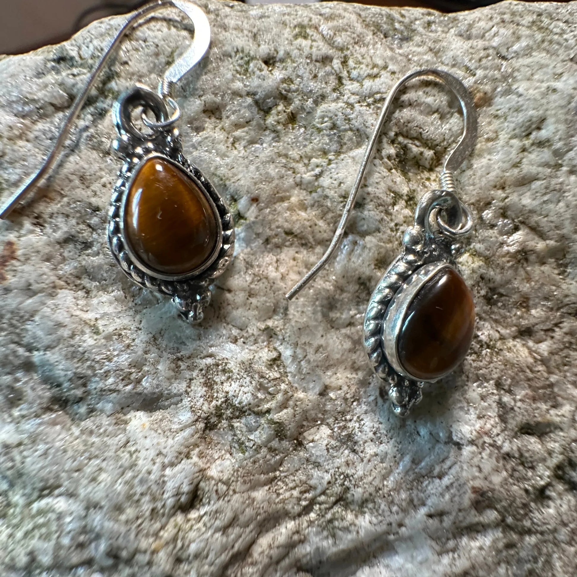 Native American Navajo Genuine Tiger Eye Drop Wire Earrings, Handmade, Gift BoxNative American Navajo Genuine Tiger Eye Drop Wire Earrings, Handmade, Gift Box - Premium BoHo earring studs from Silver Elegant - Just $21! Shop now at Silver Elegant