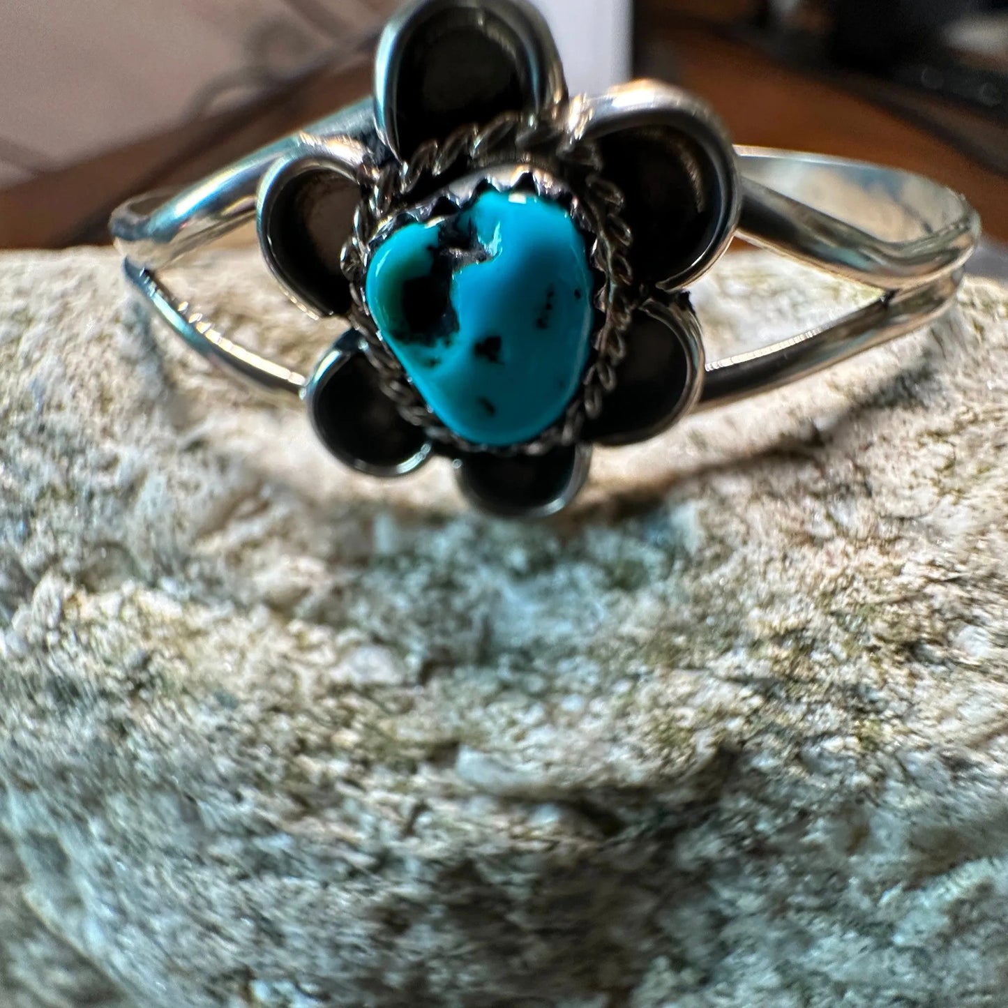 Native American Navajo Genuine Sterling Silver & Turquoise Child Baby Floral Bangle, Gift BoxNative American Navajo Genuine Sterling Silver & Turquoise Child Baby Floral Bangle, Gift Box - Premium boho bracelet from Silver Elegant - Just $24! Shop now at Silver Elegant