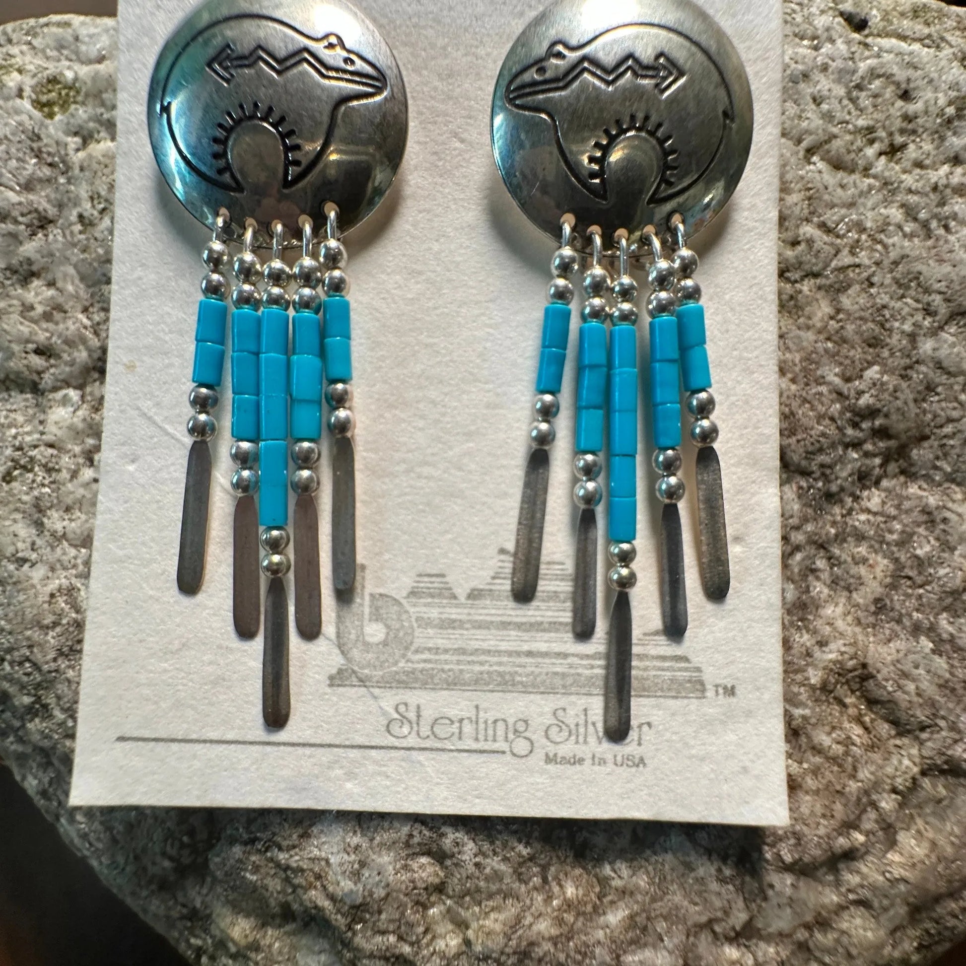 Native American Conch Drop Earring,  Genuine Sterling Silver & Turquoise , Gift BoxNative American Conch Drop Earring,  Genuine Sterling Silver & Turquoise , Gift Box - Premium Drop Earring Stud from Silver Elegant - Just $29! Shop now at Silver Elegant