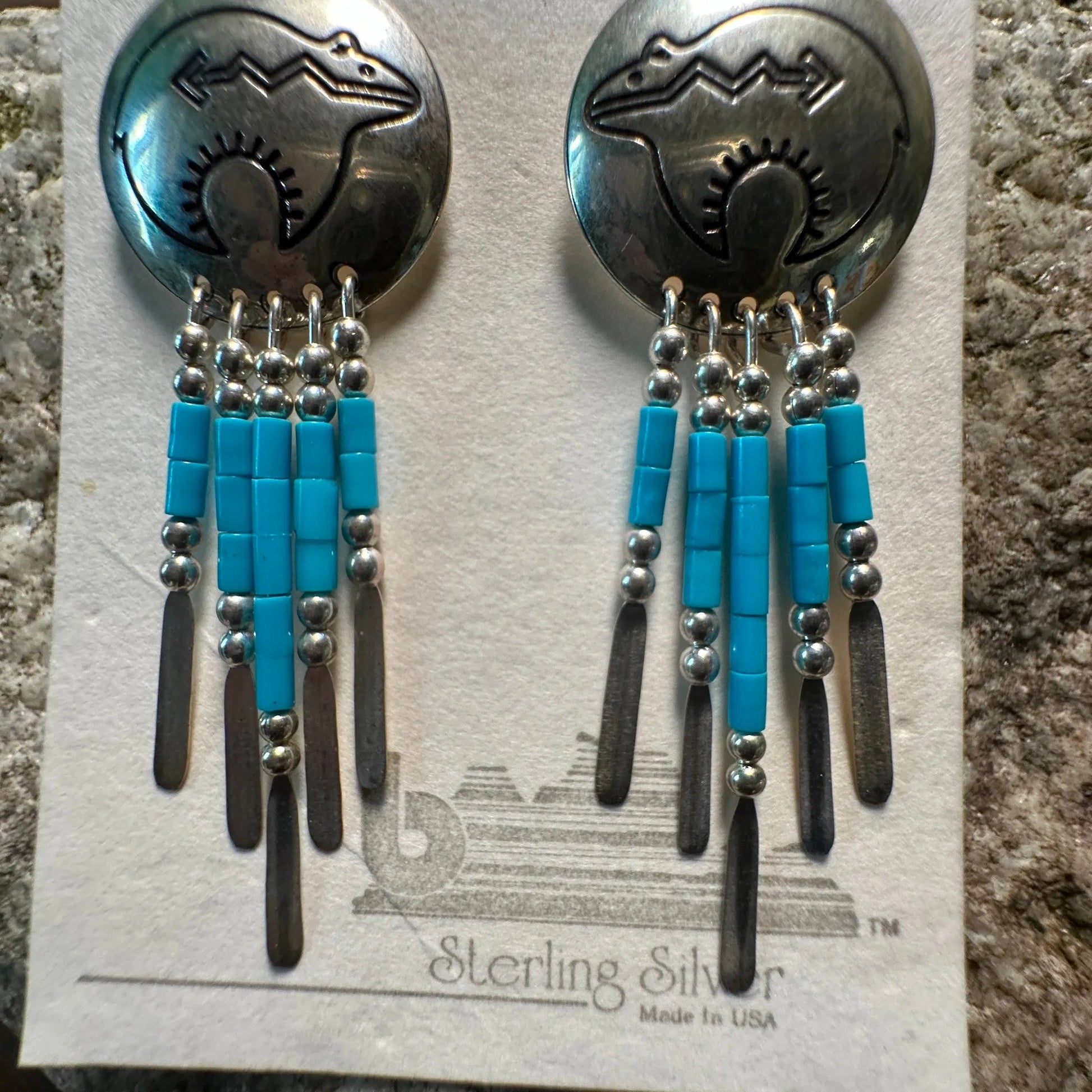 Native American Conch Drop Earring,  Genuine Sterling Silver & Turquoise , Gift BoxNative American Conch Drop Earring,  Genuine Sterling Silver & Turquoise , Gift Box - Premium Drop Earring Stud from Silver Elegant - Just $29! Shop now at Silver Elegant