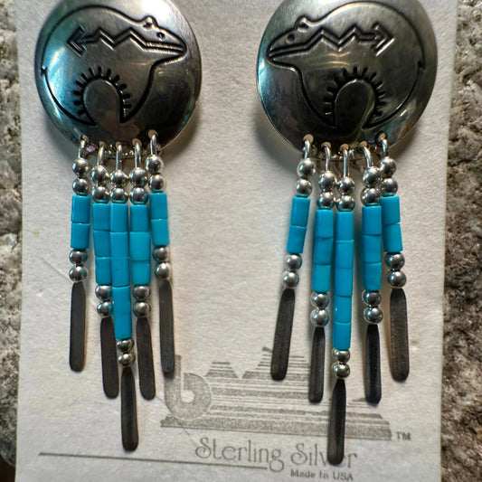 Native American Conch Drop Earring,  Genuine Sterling Silver & Turquoise , Gift BoxNative American Conch Drop Earring,  Genuine Sterling Silver & Turquoise , Gift Box - Premium Drop Earring Stud from Silver Elegant - Just $29! Shop now at Silver Elegant