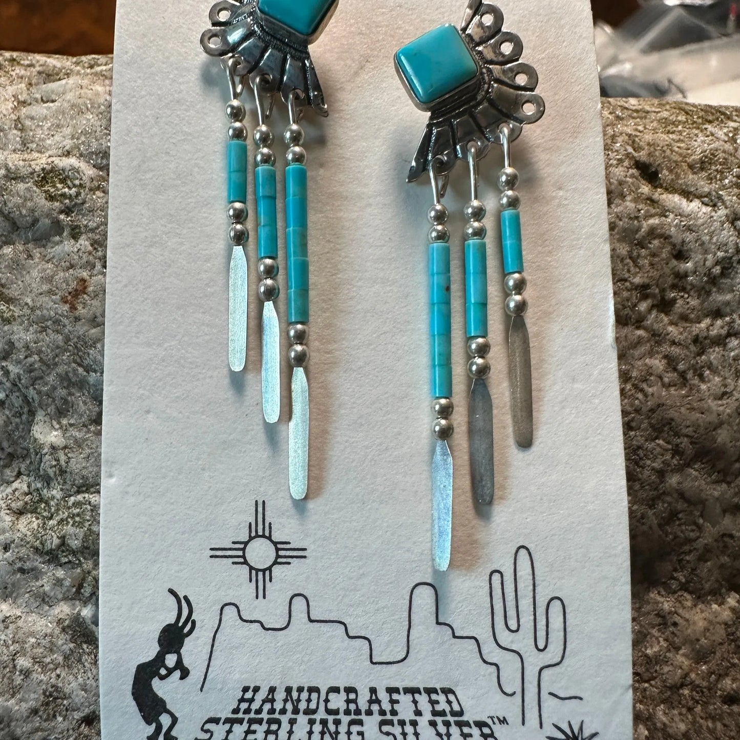 Native American Navajo Drop Earrings Genuine Sterling Silver & Turquoise Drop Earrings, Gift BoxNative American Navajo Drop Earrings Genuine Sterling Silver & Turquoise Drop Earrings, Gift Box - Premium Drop Earring Stud from Silver Elegant - Just $29! Shop now at Silver Elegant