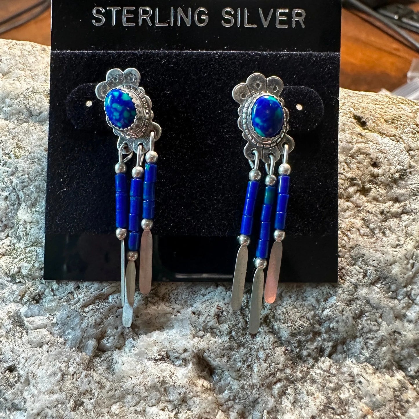 Native American Drop Earring, Genuine Silver & Dark Turquoise Drop Stud Earring, Gift BoxNative American Drop Earring, Genuine Silver & Dark Turquoise Drop Stud Earring, Gift Box - Premium Drop Wire Earring from Silver Elegant - Just $29! Shop now at Silver Elegant