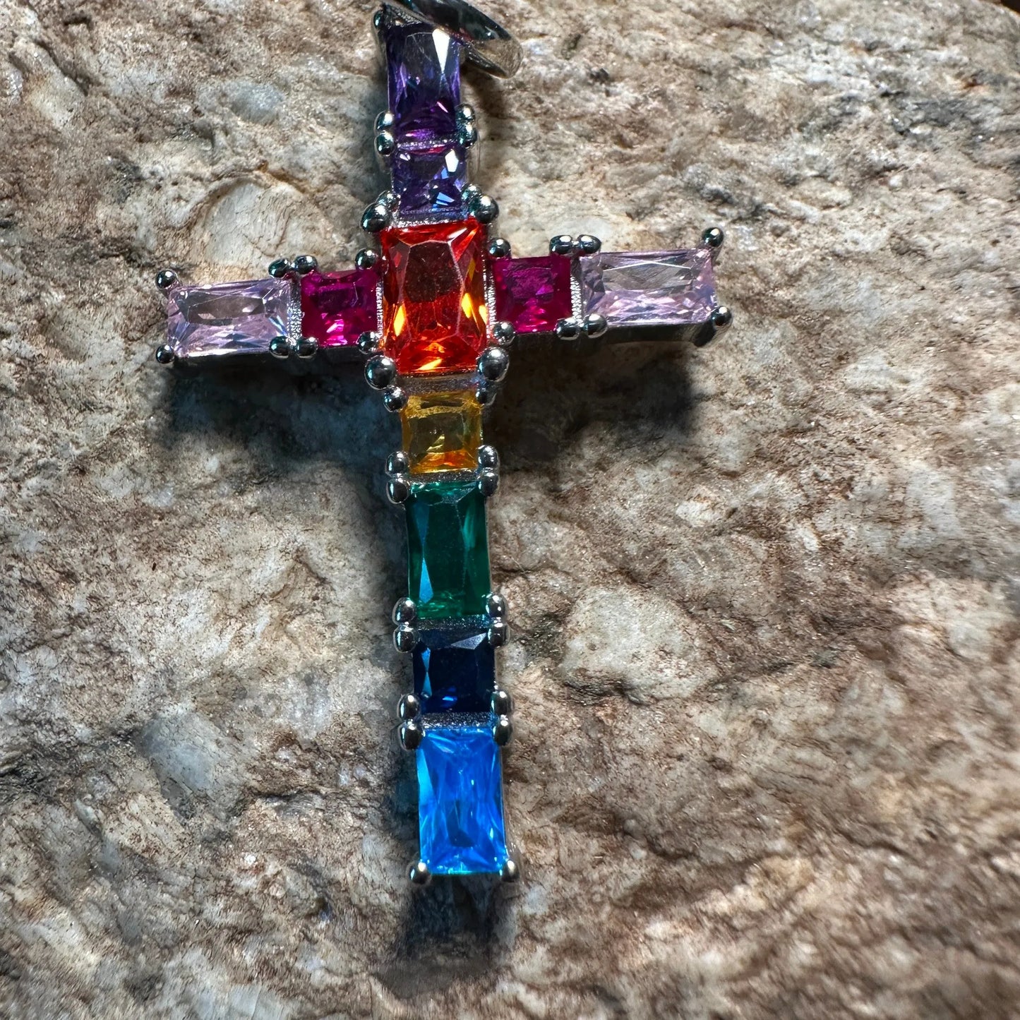 Pendant Cross Jeweled Multicolor Silver Religion SMPendant Cross Jeweled Multicolor Silver Religion SM - Premium Pendant from Silver Elegant - Just $22! Shop now at Silver Elegant