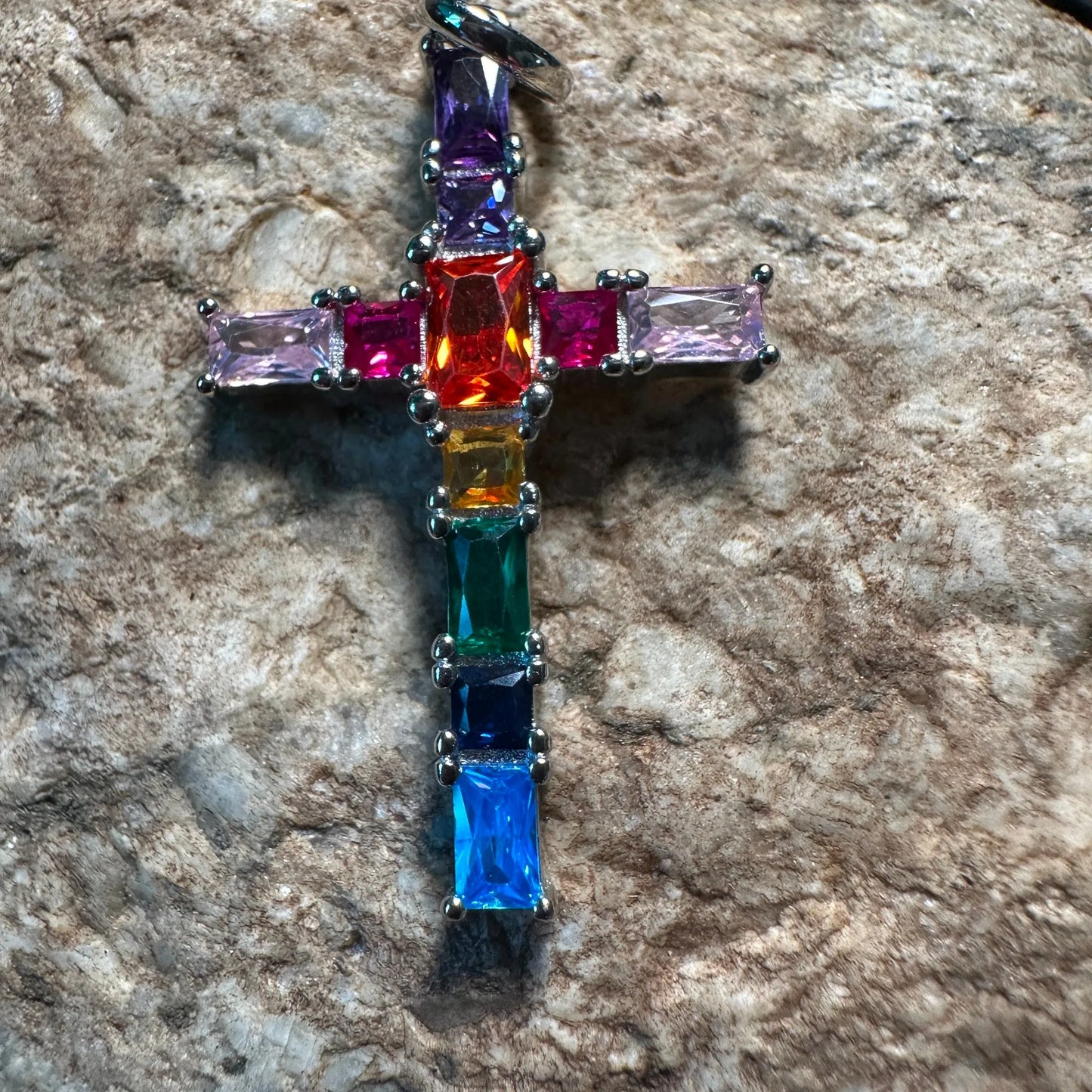 Pendant Cross Jeweled Multicolor Silver Religion SMPendant Cross Jeweled Multicolor Silver Religion SM - Premium Pendant from Silver Elegant - Just $22! Shop now at Silver Elegant