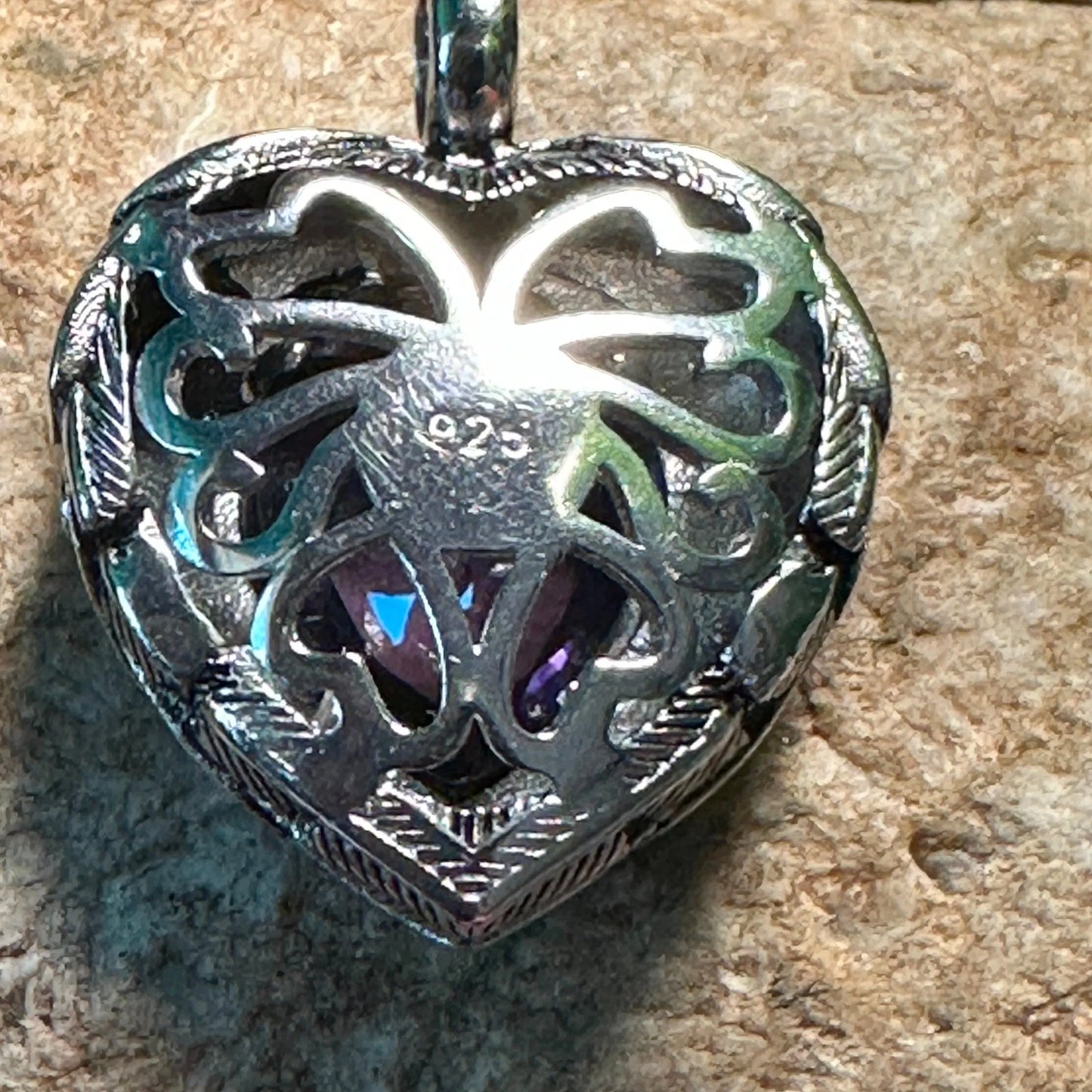 Pendant Purple Jewel Winged Heart Silver Boho JewelryPendant Purple Jewel Winged Heart Silver Boho Jewelry - Premium Pendant from Silver Elegant - Just $27! Shop now at Silver Elegant