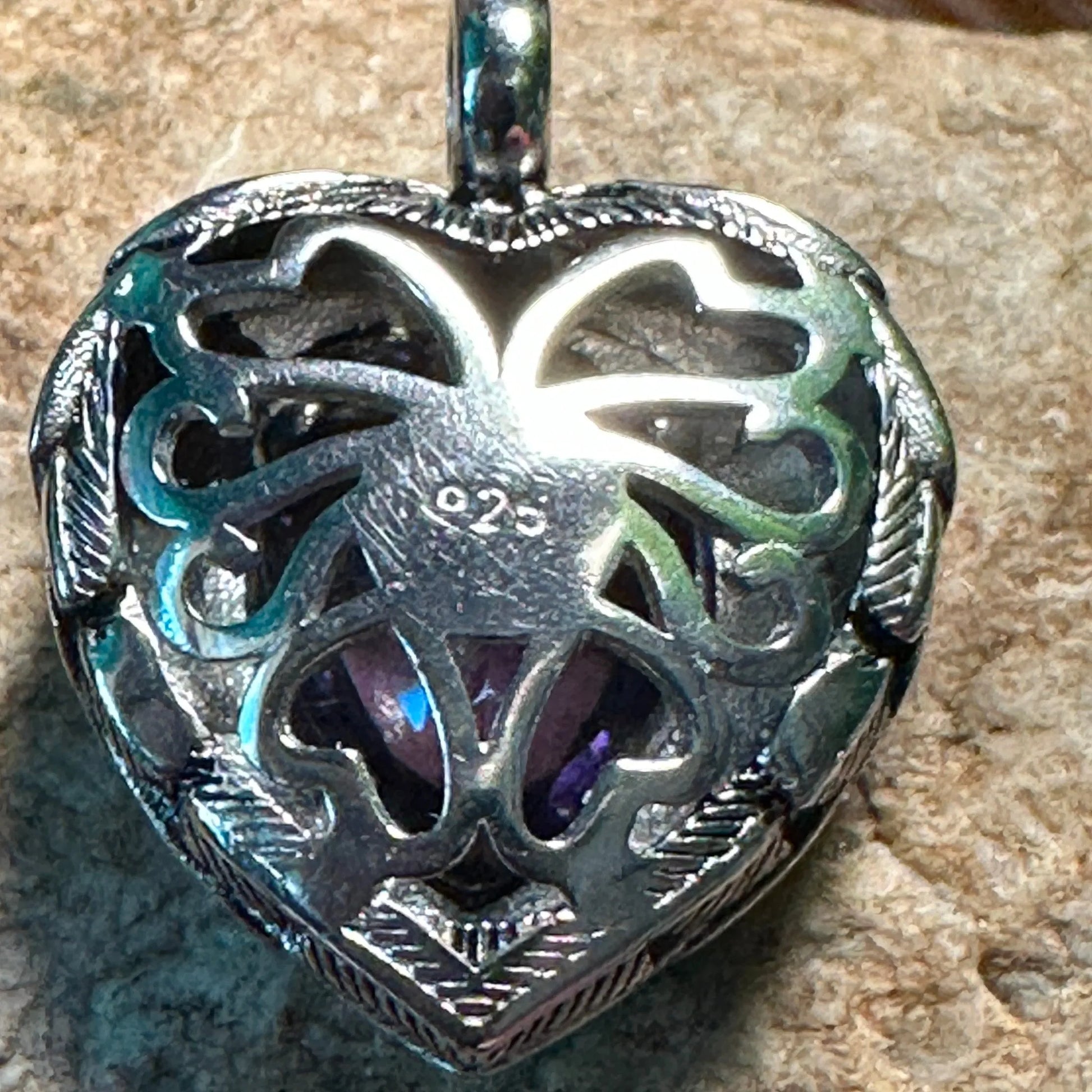 Pendant Purple Jewel Winged Heart Silver Boho JewelryPendant Purple Jewel Winged Heart Silver Boho Jewelry - Premium Pendant from Silver Elegant - Just $27! Shop now at Silver Elegant