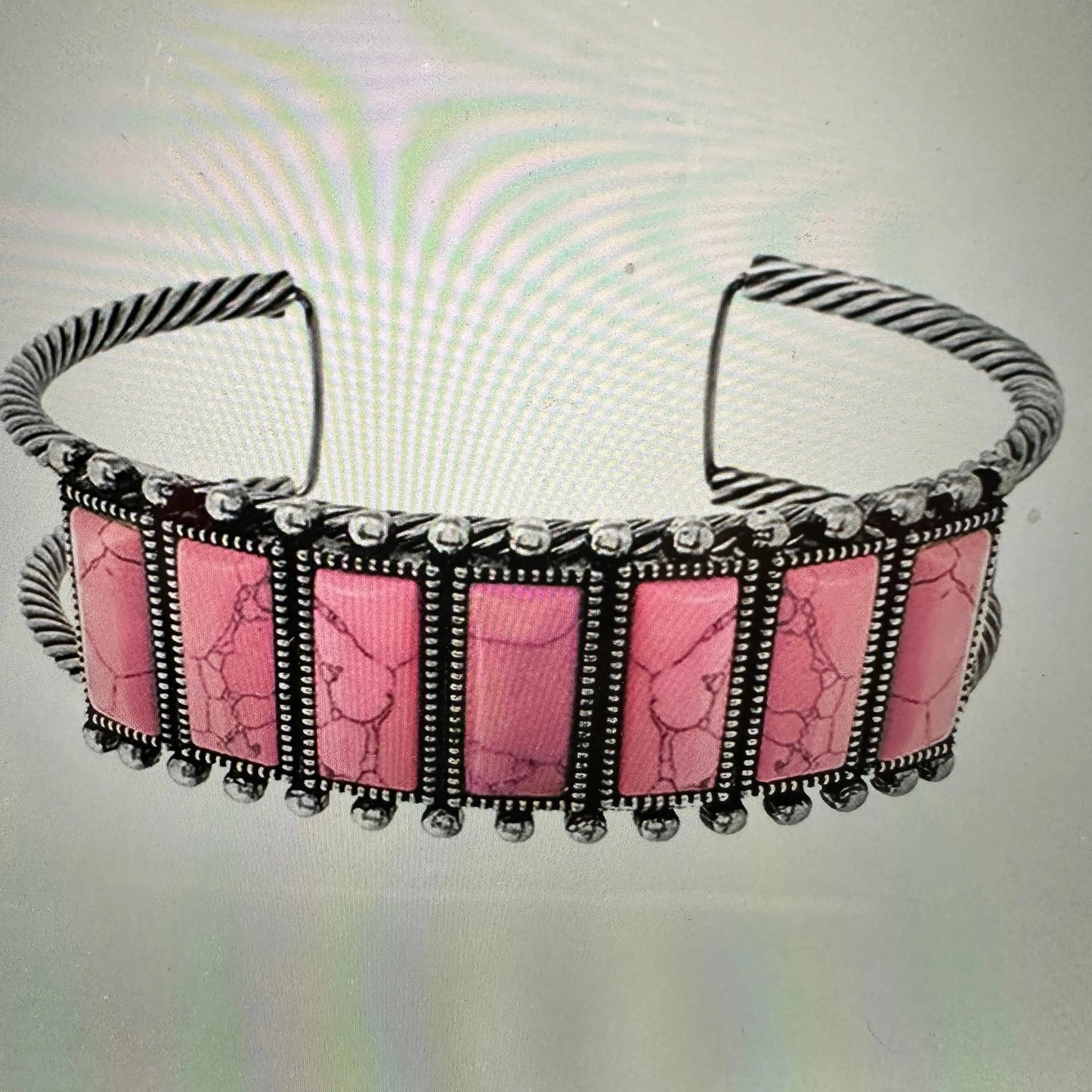 Handcrafted Boho Western Bracelet, Rectangle Semi Stone Concho Wide Cuff Pink Bracelet, Gift BoxHandcrafted Boho Western Bracelet, Rectangle Semi Stone Concho Wide Cuff Pink Bracelet, Gift Box - Premium boho bracelet from Sophia Collection - Just $29! Shop now at Silver Elegant