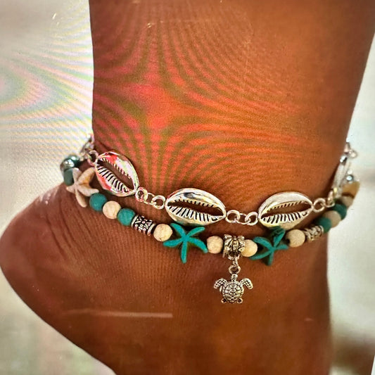 Ocean-Inspired Turtle Pendant Anklet with Shell Beads for Summer Beach StyleOcean-Inspired Turtle Pendant Anklet with Shell Beads for Summer Beach Style - Premium boho anklet from Silver Elegant - Just $14! Shop now at Silver Elegant