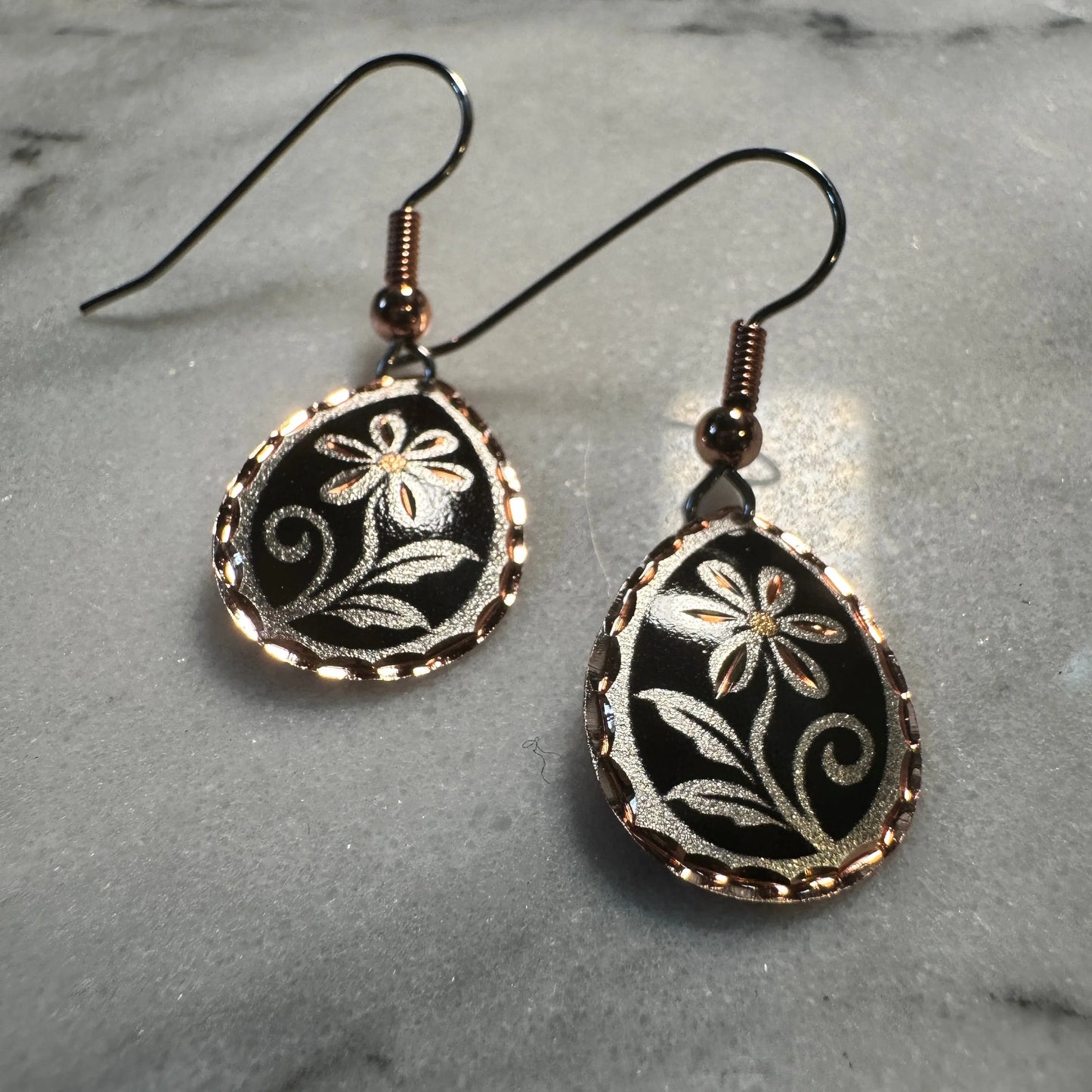 Handcrafted Boho Copper Earrings,  Floral Wire Black Drop Earrings, Gift BoxHandcrafted Boho Copper Earrings,  Floral Wire Black Drop Earrings, Gift Box - Premium Drop Wire Earring from COPPER ARTS INC. - Just $25! Shop now at Silver Elegant