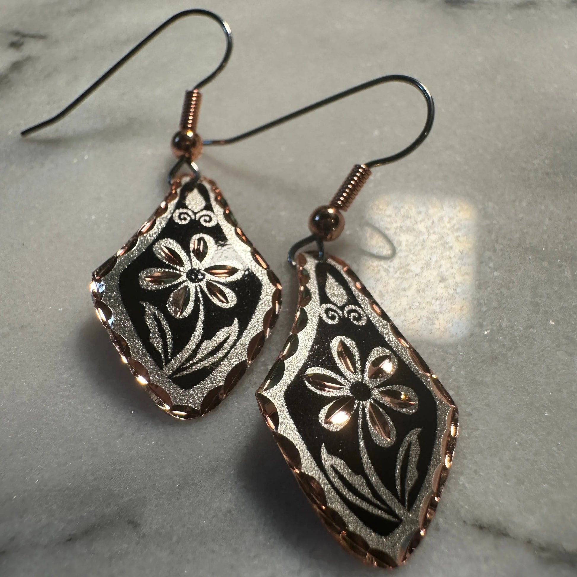 Handcrafted Boho Floral Earrings, Copper Diamond Cut Black Wire Drop Earring, Gift BoxHandcrafted Boho Floral Earrings, Copper Diamond Cut Black Wire Drop Earring, Gift Box - Premium Boho Drop Earring from COPPER ARTS INC. - Just $25! Shop now at Silver Elegant