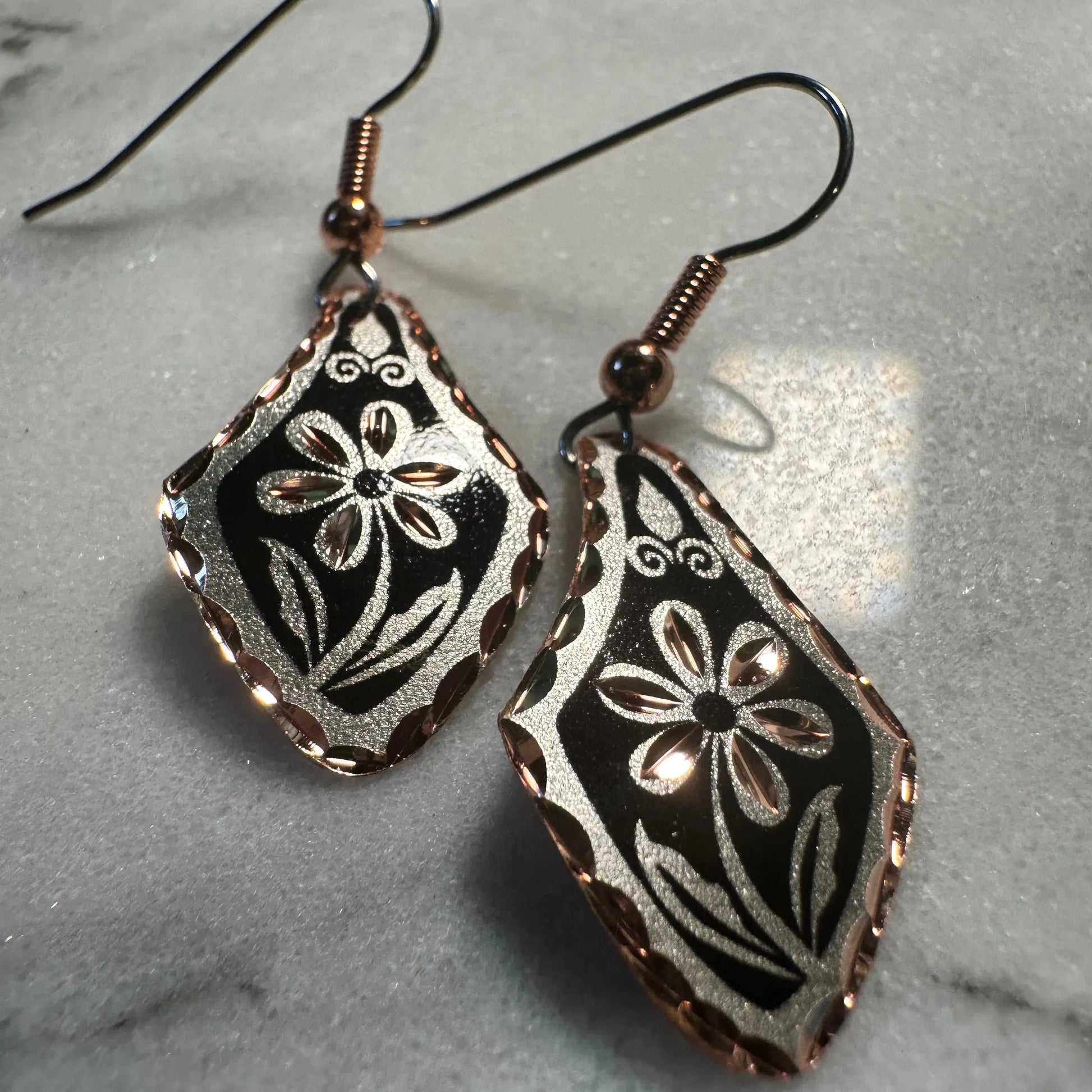 Handcrafted Boho Floral Earrings, Copper Diamond Cut Black Wire Drop Earring, Gift BoxHandcrafted Boho Floral Earrings, Copper Diamond Cut Black Wire Drop Earring, Gift Box - Premium Boho Drop Earring from COPPER ARTS INC. - Just $25! Shop now at Silver Elegant