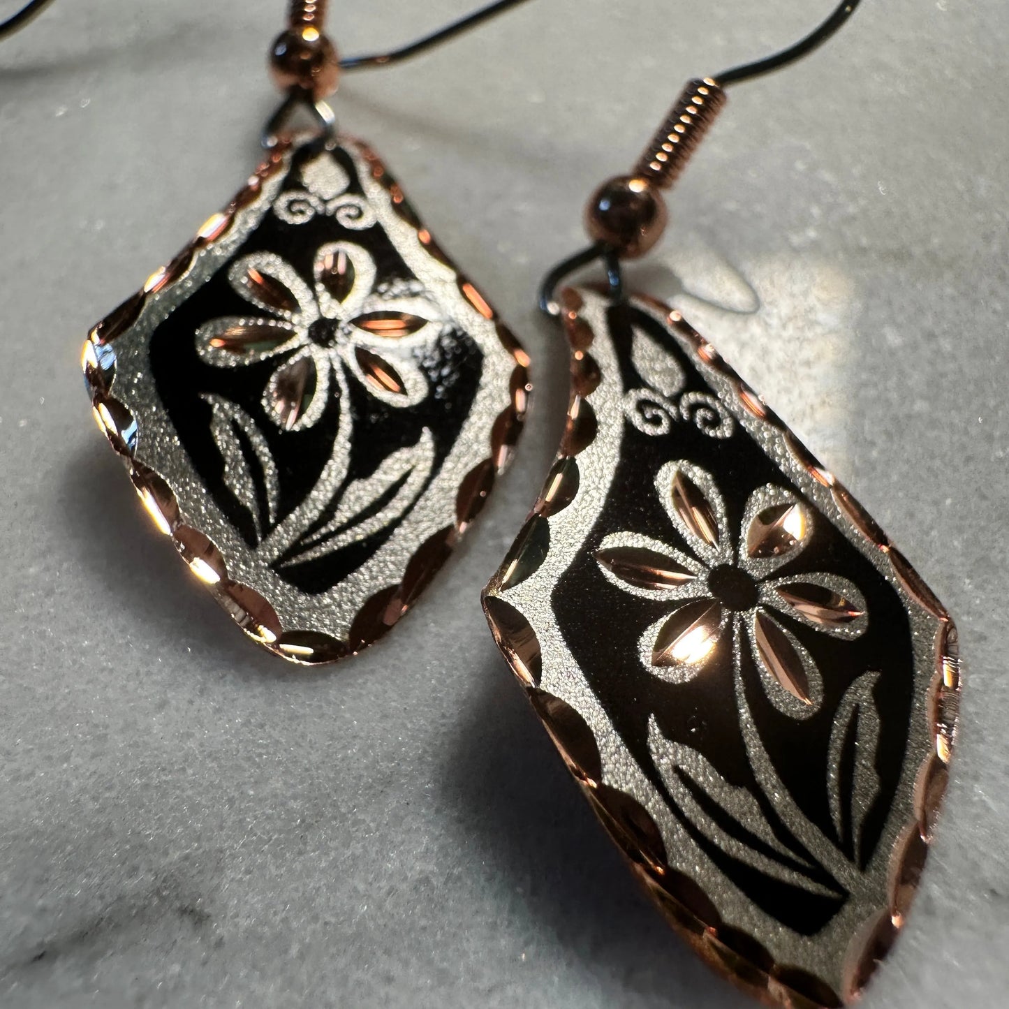 Handcrafted Boho Floral Earrings, Copper Diamond Cut Black Wire Drop Earring, Gift BoxHandcrafted Boho Floral Earrings, Copper Diamond Cut Black Wire Drop Earring, Gift Box - Premium Boho Drop Earring from COPPER ARTS INC. - Just $25! Shop now at Silver Elegant