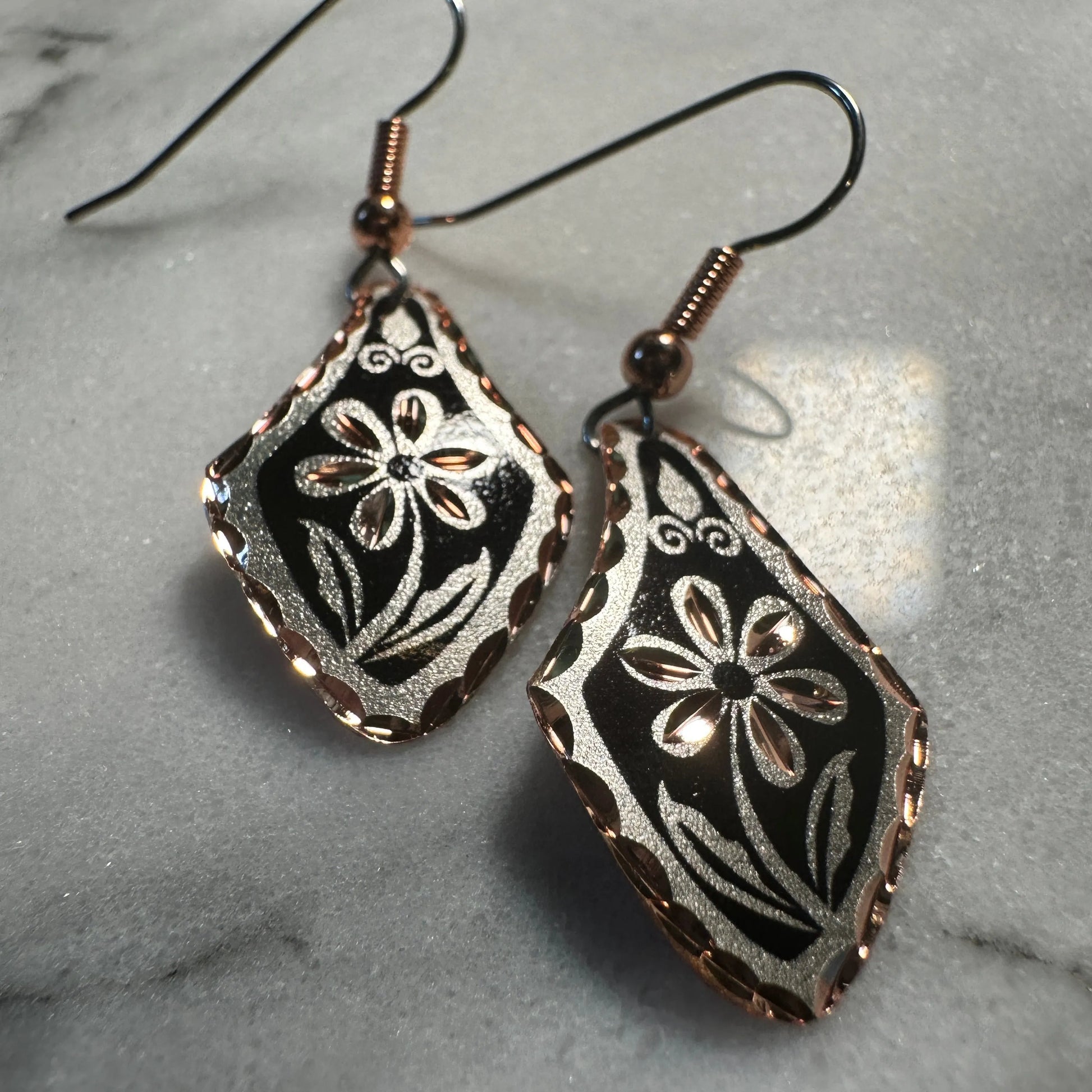 Handcrafted Boho Floral Earrings, Copper Diamond Cut Black Wire Drop Earring, Gift BoxHandcrafted Boho Floral Earrings, Copper Diamond Cut Black Wire Drop Earring, Gift Box - Premium Boho Drop Earring from COPPER ARTS INC. - Just $25! Shop now at Silver Elegant