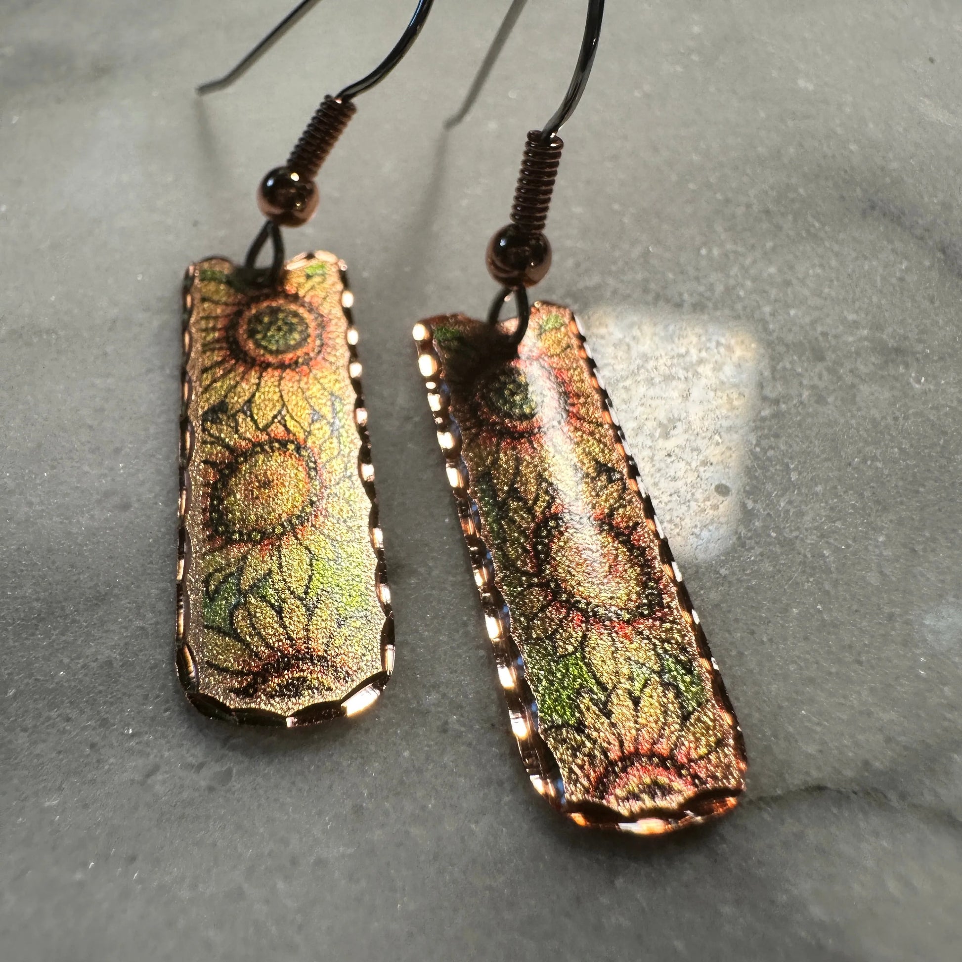 Handcrafted Boho Sunflower Earrings, Diamond Cut Wire Drop Earrings, Gift BoxHandcrafted Boho Sunflower Earrings, Diamond Cut Wire Drop Earrings, Gift Box - Premium Boho Drop Earring from COPPER ARTS INC. - Just $25! Shop now at Silver Elegant