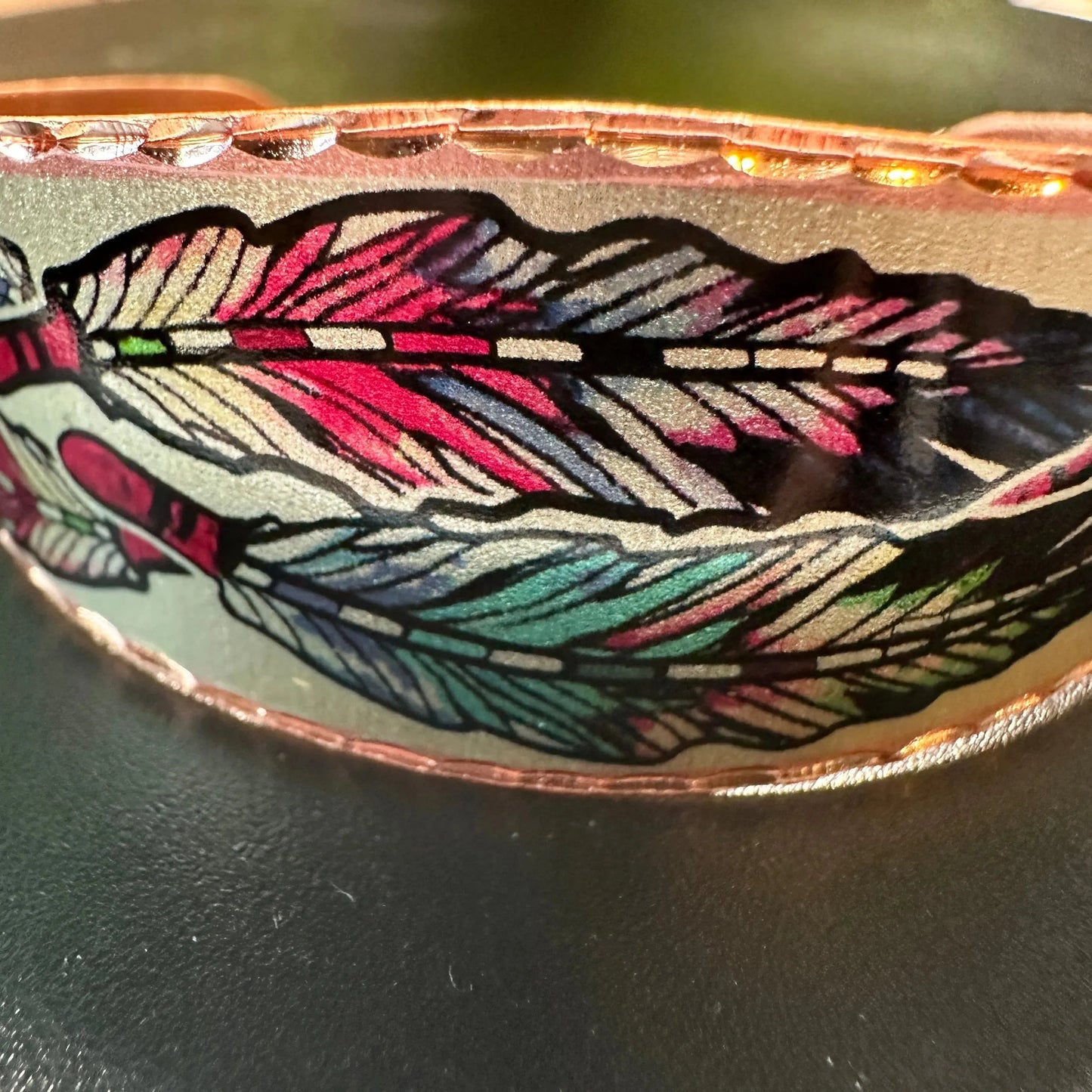 Handmade Boho Native American Cuff Bracelet, Colorful Feather Copper Bracelet, Gift BoxHandmade Boho Native American Cuff Bracelet, Colorful Feather Copper Bracelet, Gift Box - Premium boho bracelet from COPPER ARTS INC. - Just $32! Shop now at Silver Elegant