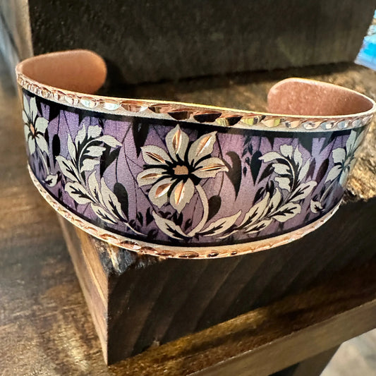 Handmade Boho Copper Purple Floral Wide Cuff Bracelet, Gift BoxHandmade Boho Copper Purple Floral Wide Cuff Bracelet, Gift Box - Premium boho bracelet from COPPER ARTS INC. - Just $32! Shop now at Silver Elegant